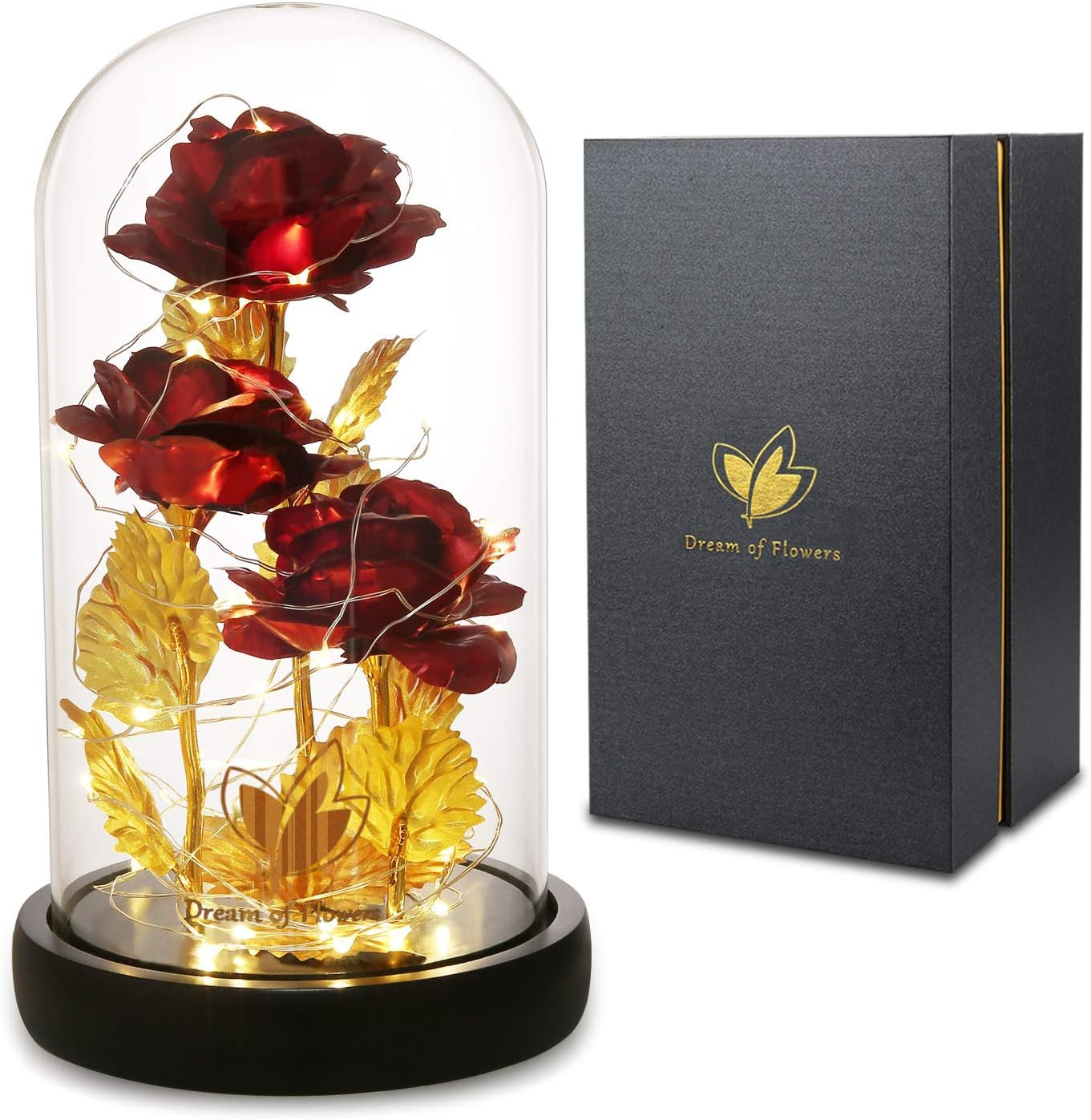 Beauty and the Beast Rose,Preserved Flowers Bouquets Gifts,Light up Rose Flower