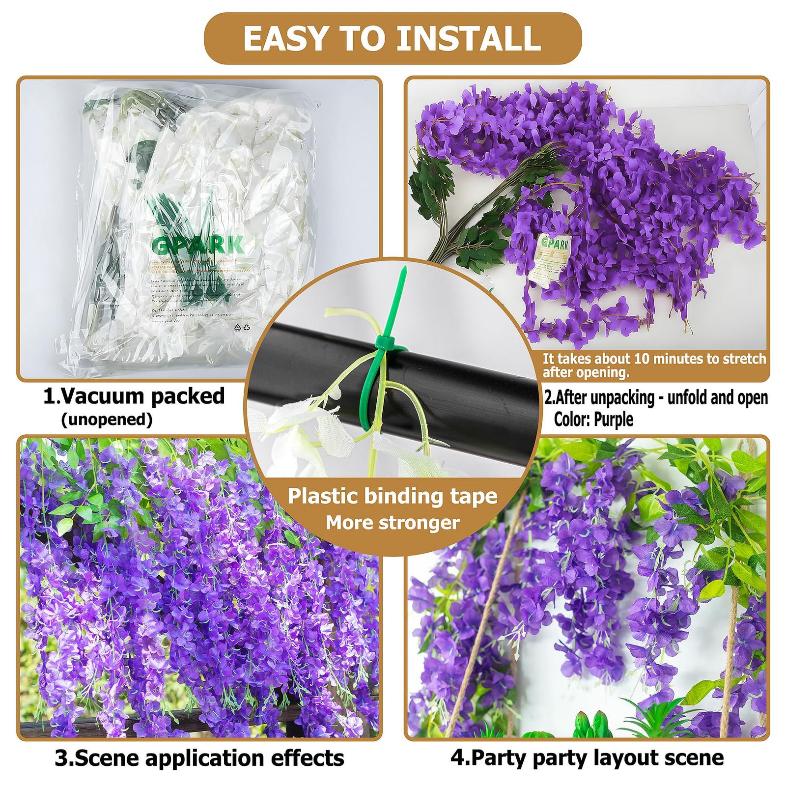 (36 Branches 12 Pack /45 inch /3.7ft Wisteria Hanging Artificial Flowers Fake…