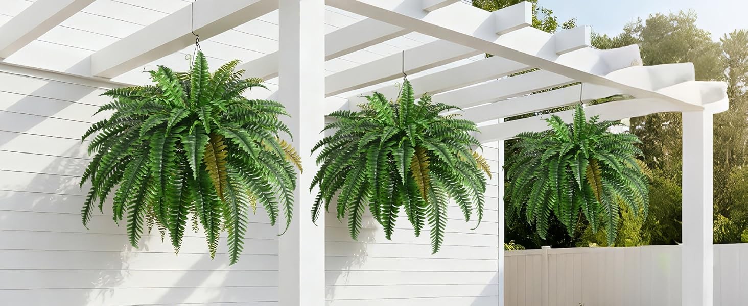 2PCS 45in Fake Ferns- Large Artificial Plants Outdoor, UV Resistant Artificial