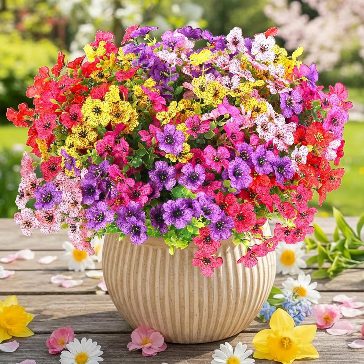 12 Count Faux Daisy Bundles – Weatherproof Floral Decor for -Round Beauty