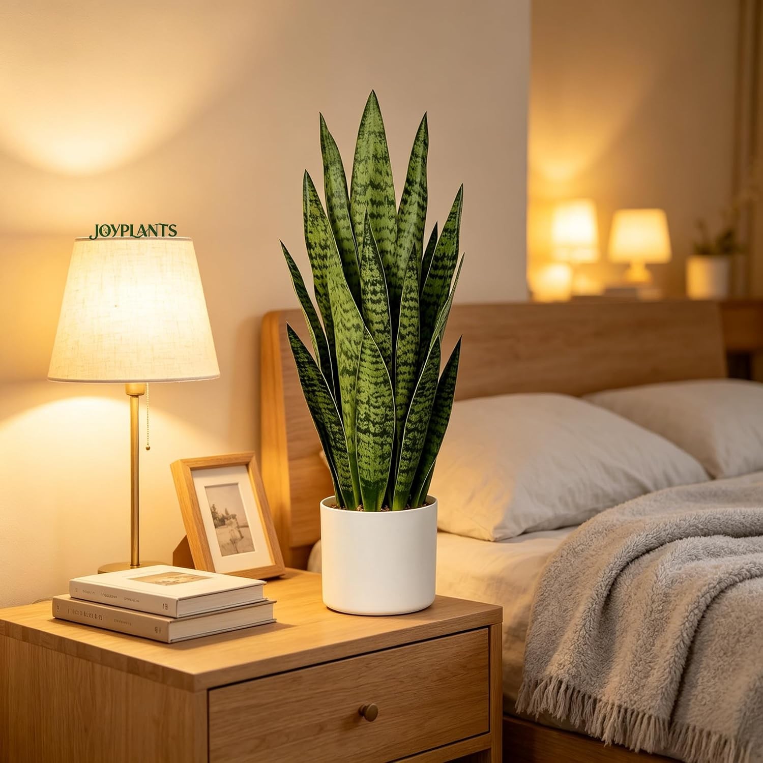 Fake Snake Plant, 27in Artificial Plant with White Pot Realistic Leaves, Low
