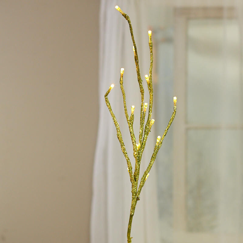 Set of 2 Light Green Glittered Battery Operated LED Lighted Twig 28″ Branches