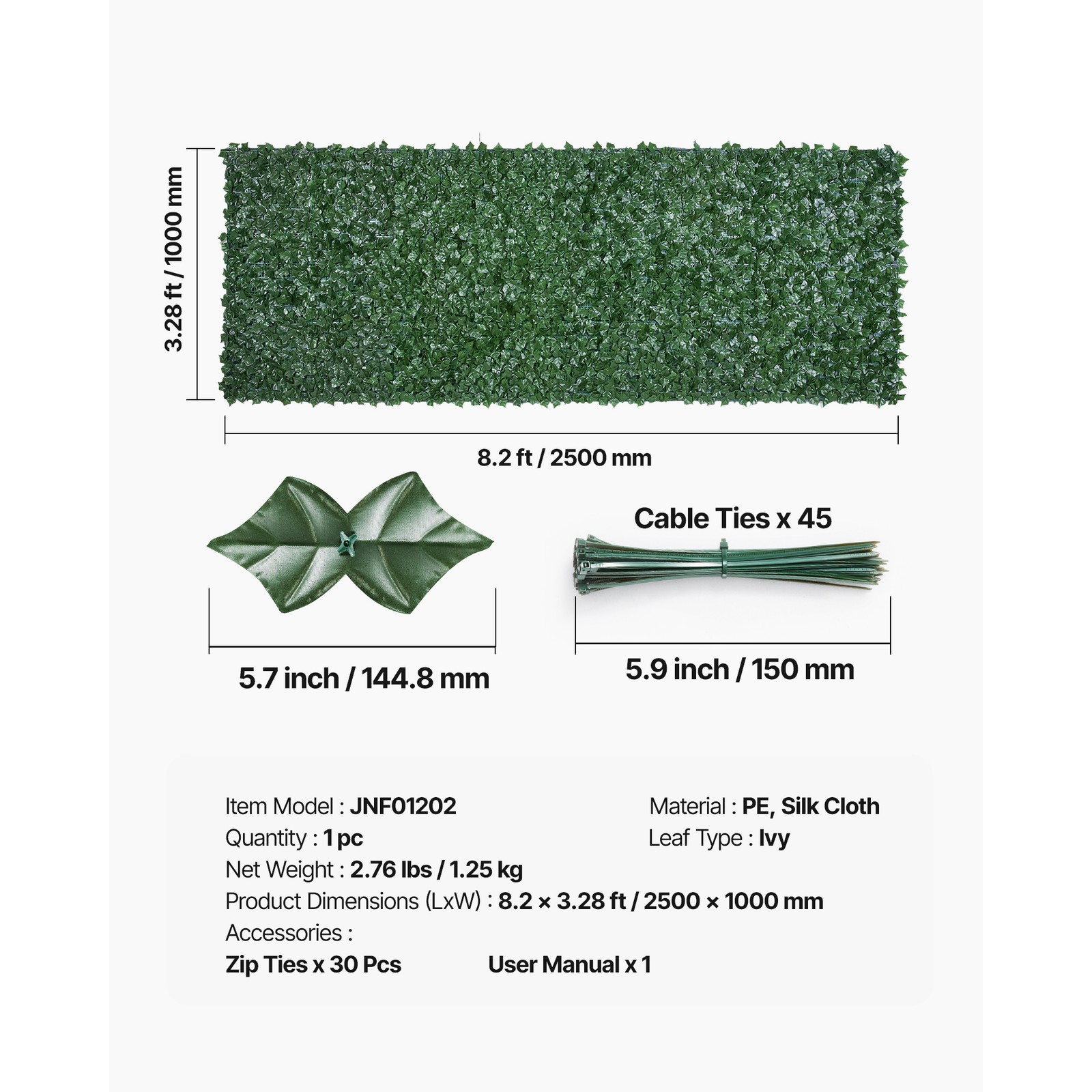 Uimoso 39″x98″ Artificial Faux Ivy Leaf Privacy Fence Screen Decor Panel Hedge