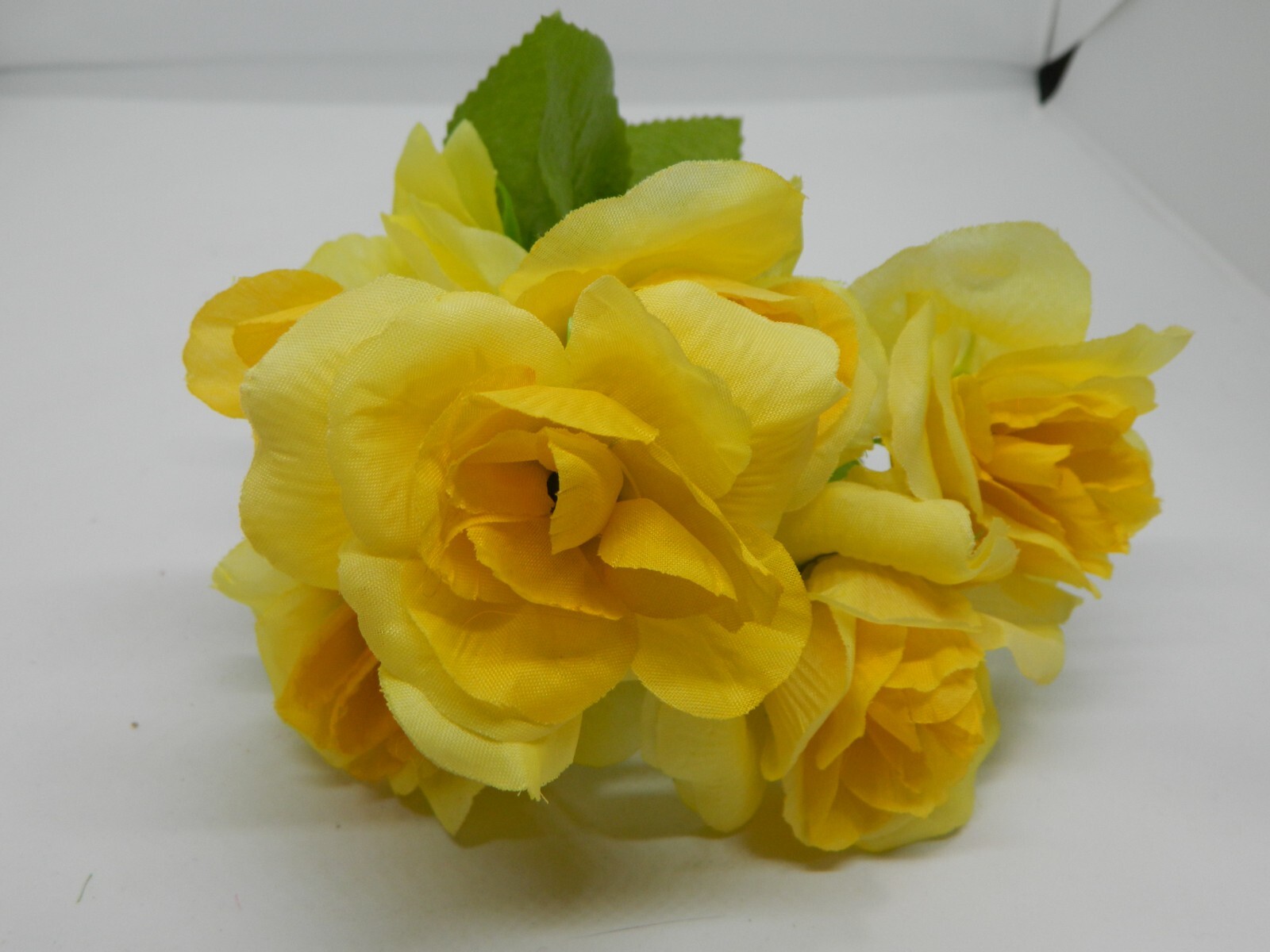 7 Piece Orange & Yellow Faux Flower Bouquet Bunch Mixed Assorted Vintage 13-14″