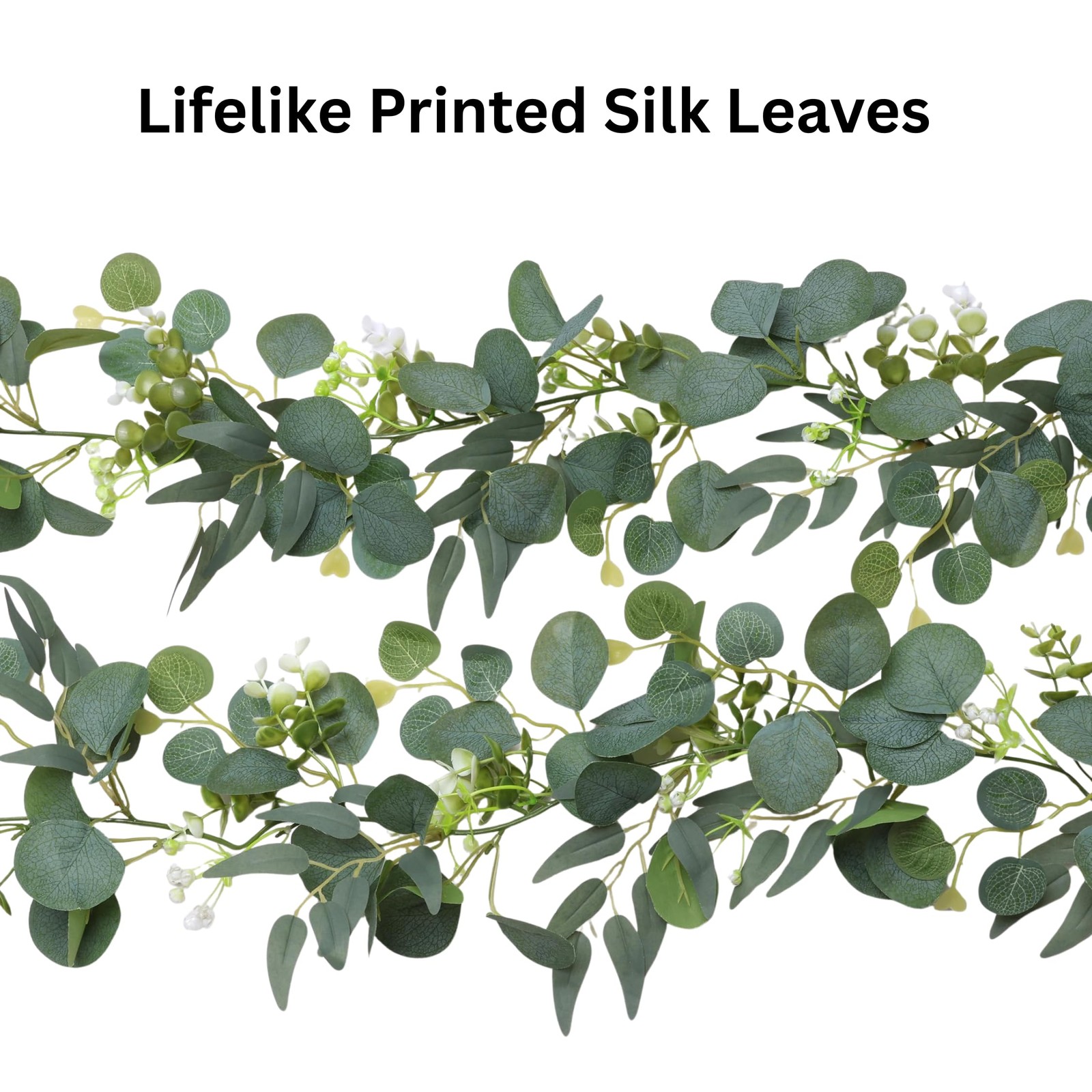 2 Pack 6 FEET Artificial Eucalyptus Garland Faux Silk Leaf Silver Dollar Euca…
