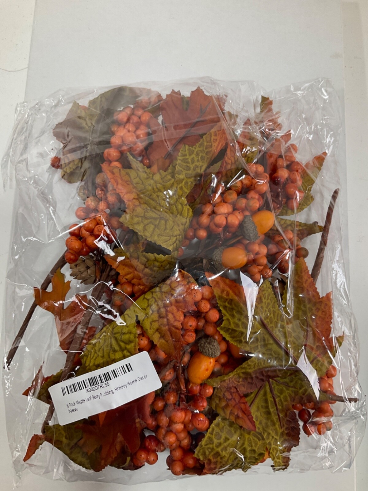 6 Pack Fall Artificial Leaf Berry Picks Home Decoration A17