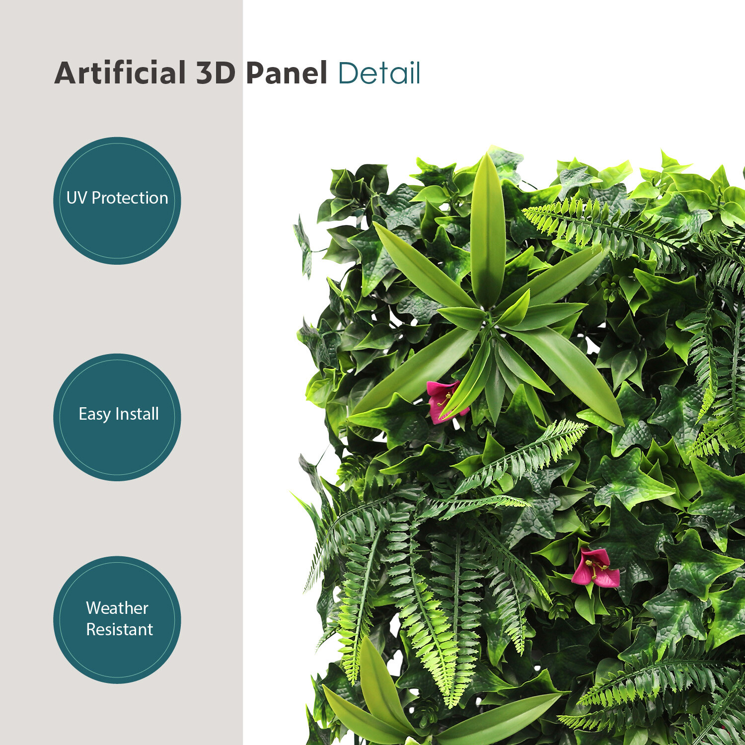 20″x20″ Artificial Faux 3D Mixed Panel Leaf Privacy Fence Screen Decor Hedge #7