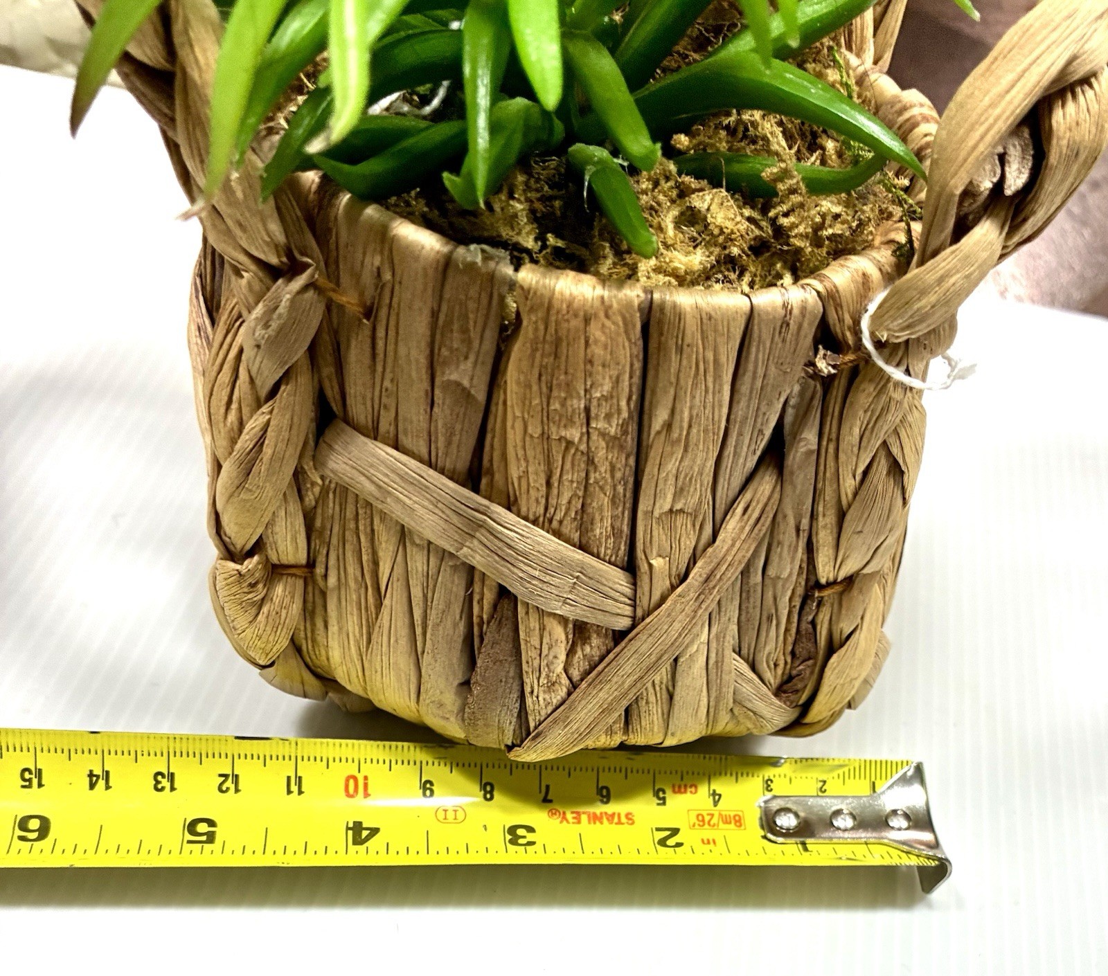 Artificial Faux Succulent Potted Plant In Basket Home Office Shelf Decor