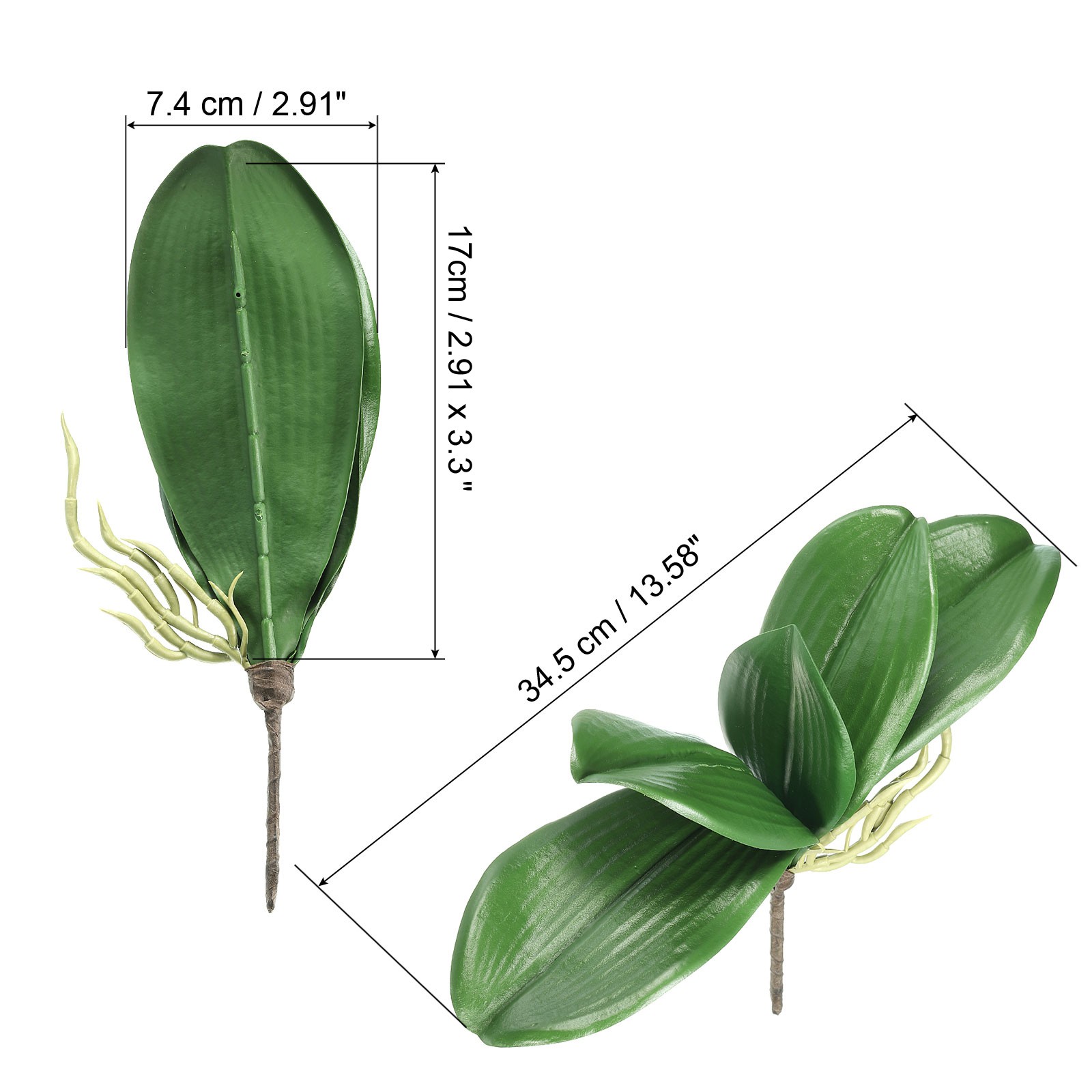 4 Pcs 3.3 Inch Faux Orchid Leaves 5 Petals Artificial Leaf with Stems