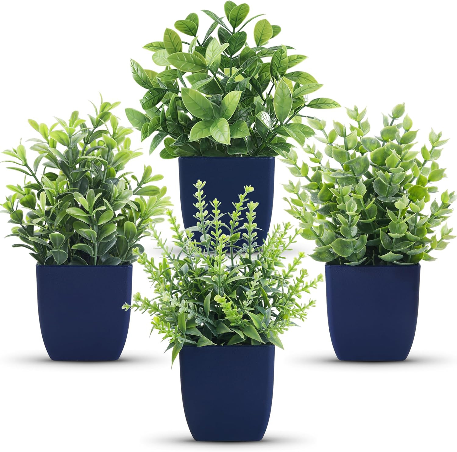 Der Rose 4 Pack Small Fake Plants Artificial Indoor Office Desk Accessories