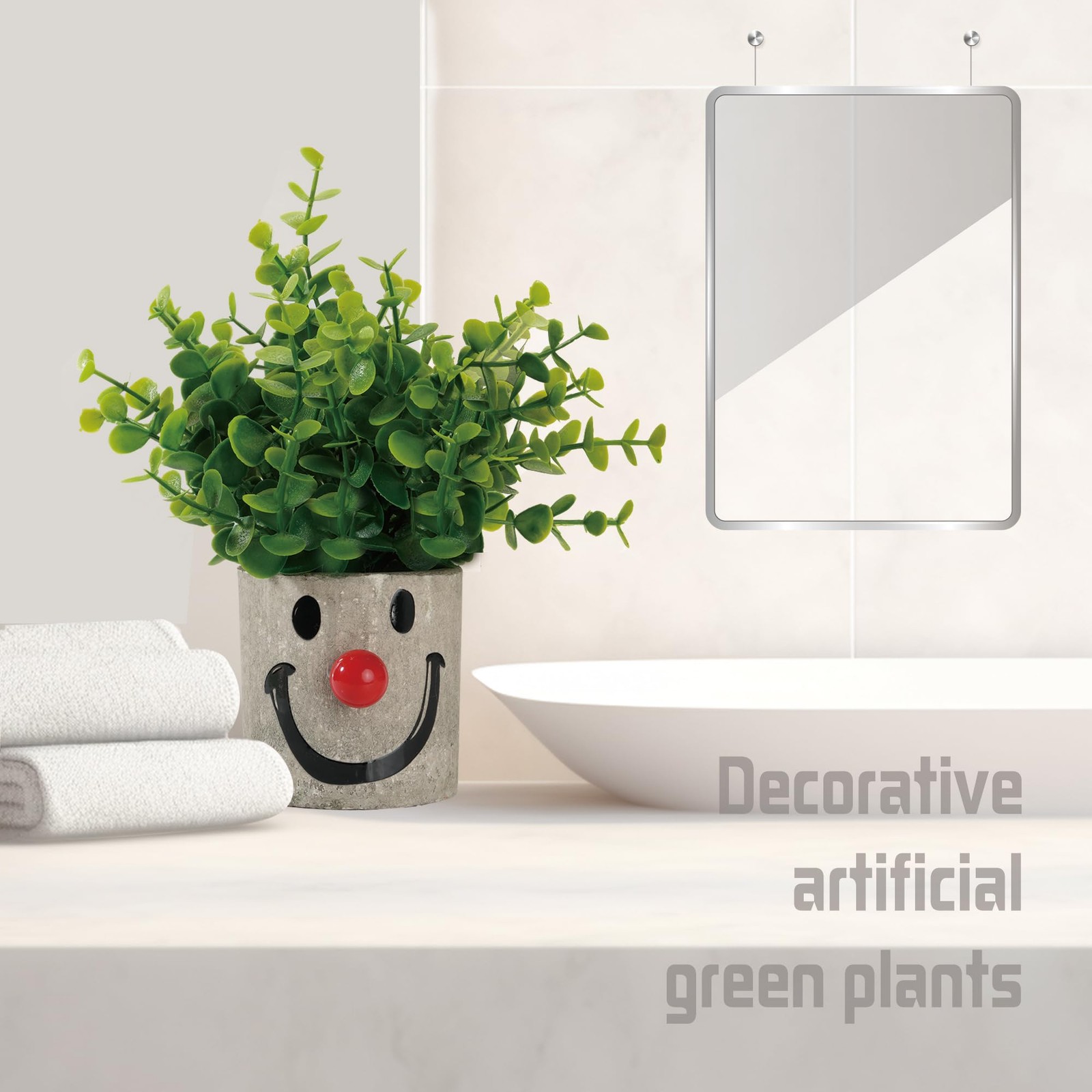 Sprmgisle Mini Potted Fake Plants Artificial Plastic Eucalyptus Green