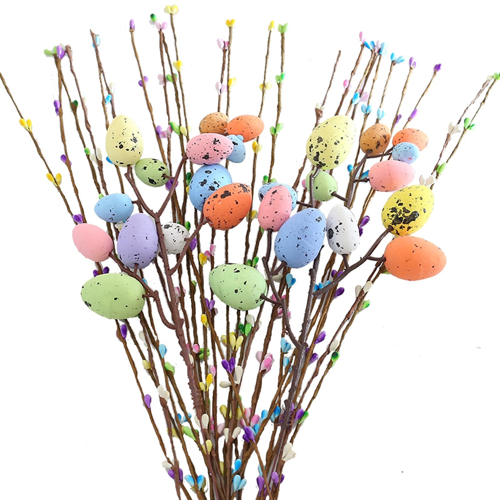 26pcs Easter Egg Flower Stems Decorations Artificial Easter Spray Vine Eggs S…