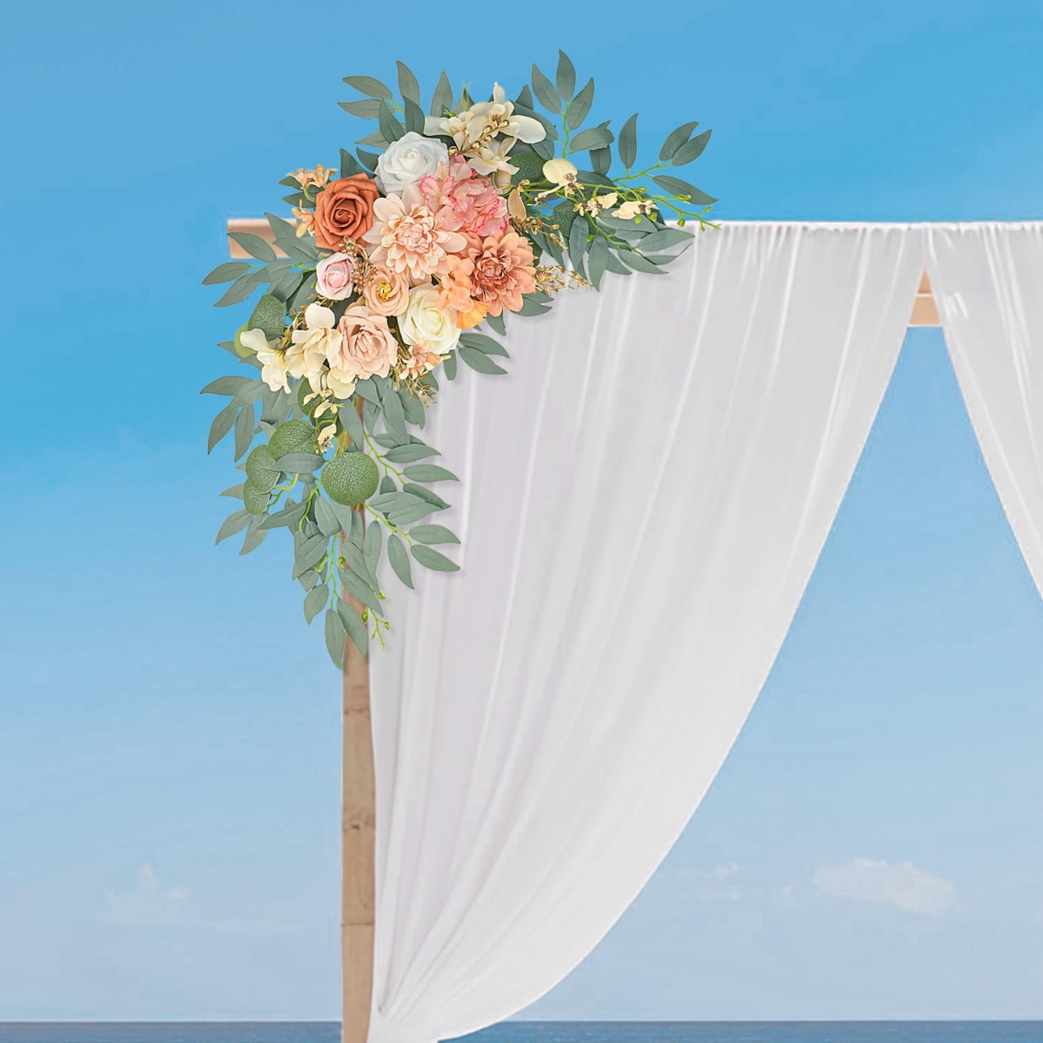 Burnt Orange Artificial Wedding Arch Flowers Set Of 2 Fall Floral Swags Decor