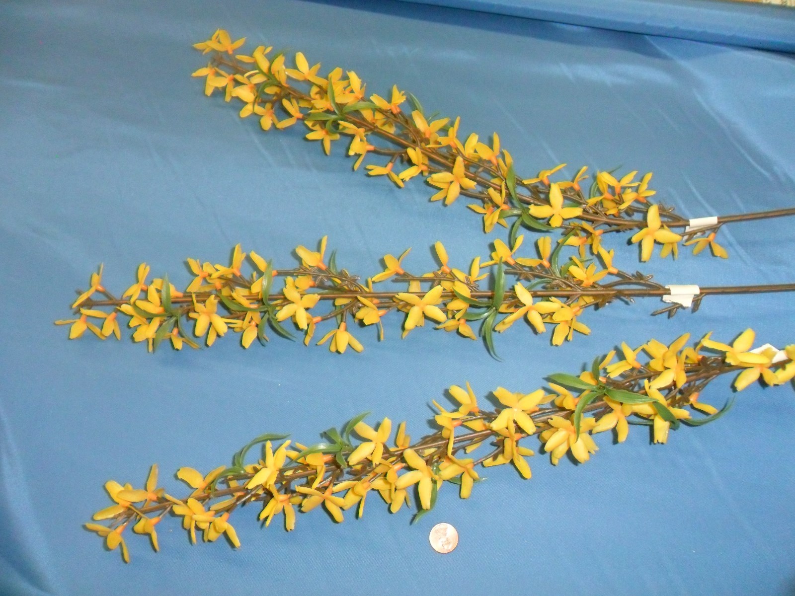 Vintage Plastic Yellow 20″ x 2″ Forsythia Stems – Lot of 3 Stems