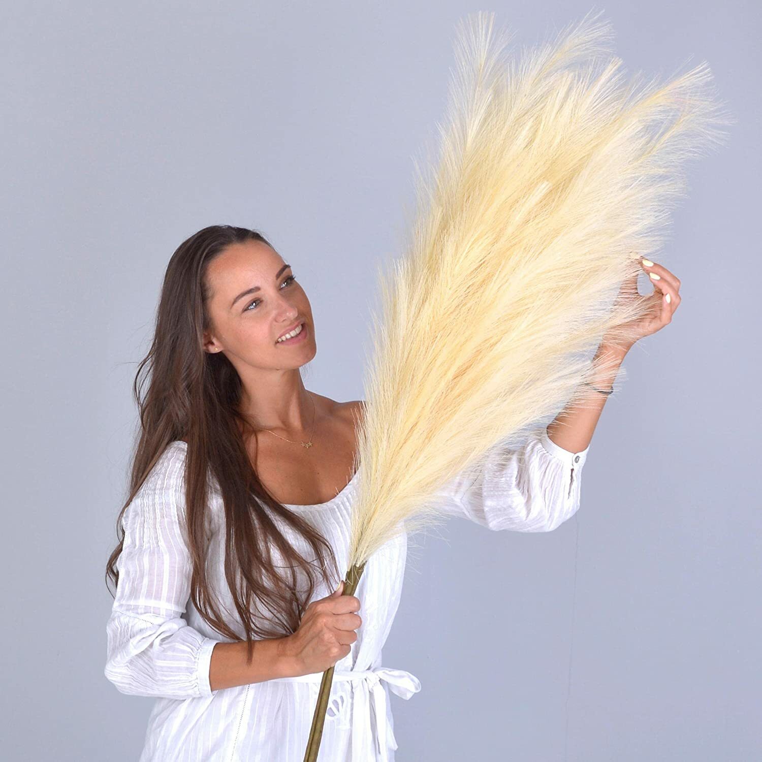3PCS Faux Pampas Grass Large 43″ /109CM Tall Artificial Pompous Grass Pompass