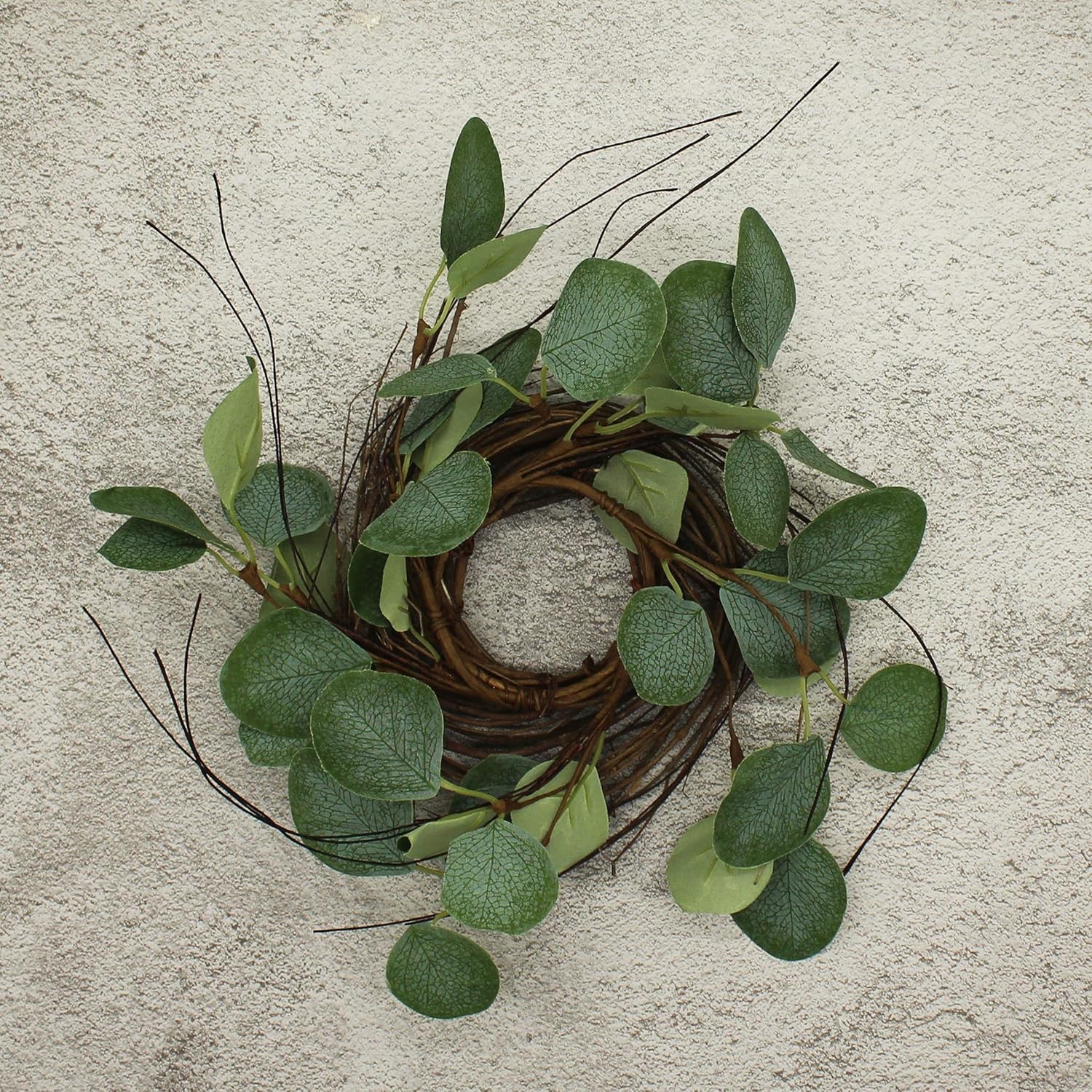 CVHOMEDECO. Rustic Country Artificial Eucalyptus Leaves & Twig Wreath Year Round