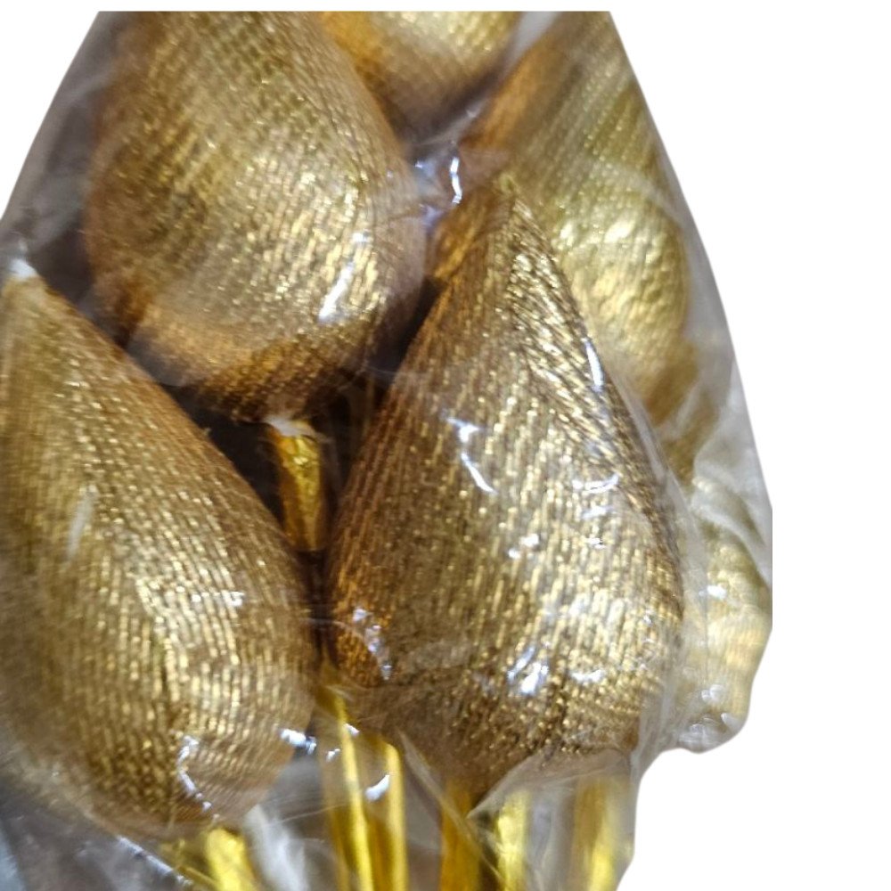 Pair Gold Silver Lotus Flower Thai Buddha Decor Plastic Artificial Floral Art
