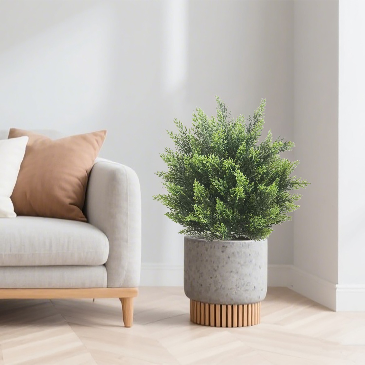Artificial Cedar Topiary Tree, 2pack Indoor Outdoor home Decor,Easy installation
