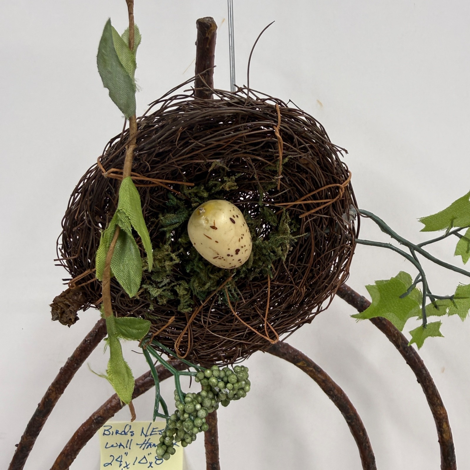 Birds Nest with Leaves & Vines 24″t X 10″w