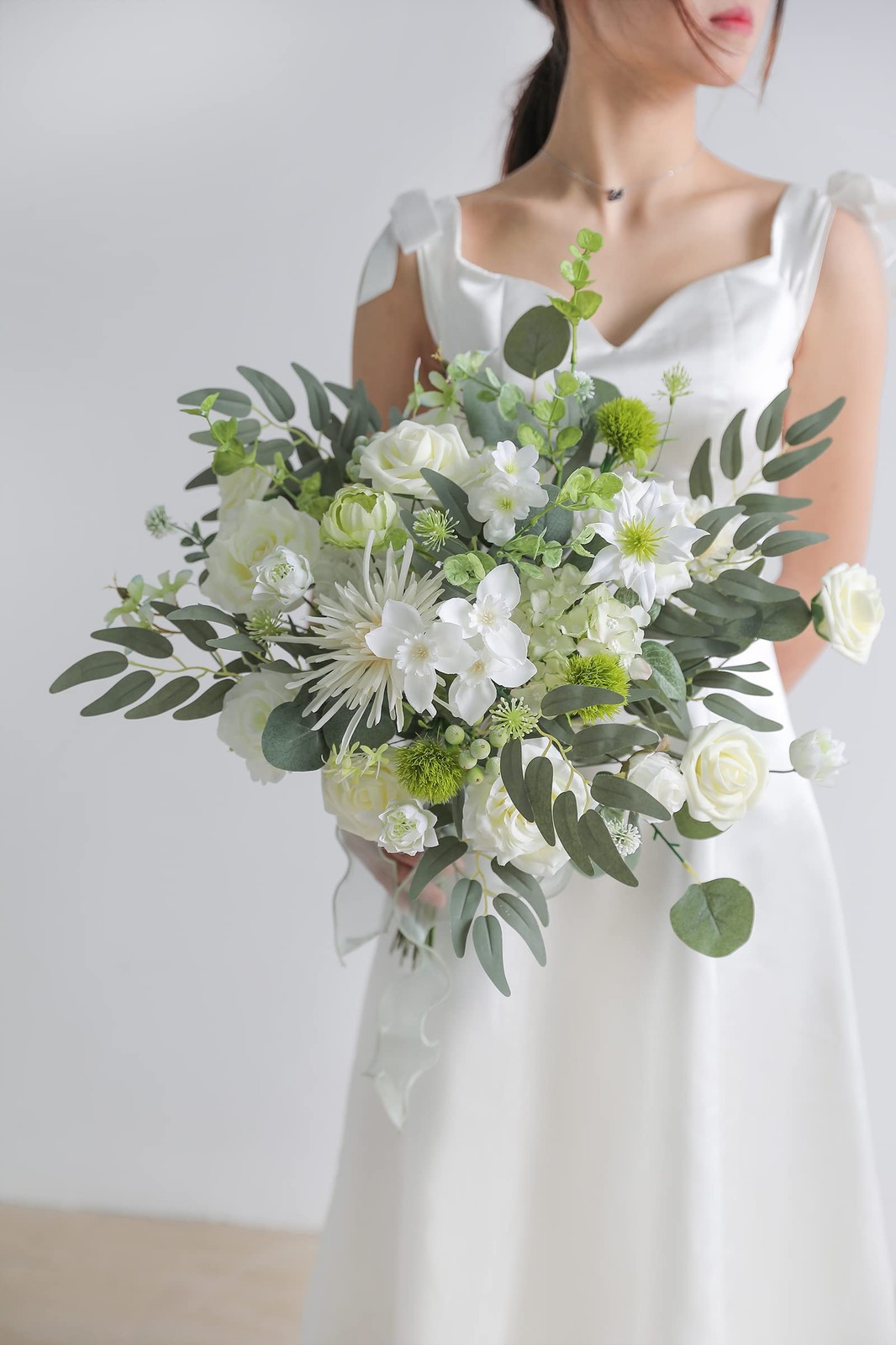White Artificial Flower Box Set Silk Fake Flowers For DIY Wedding Decor