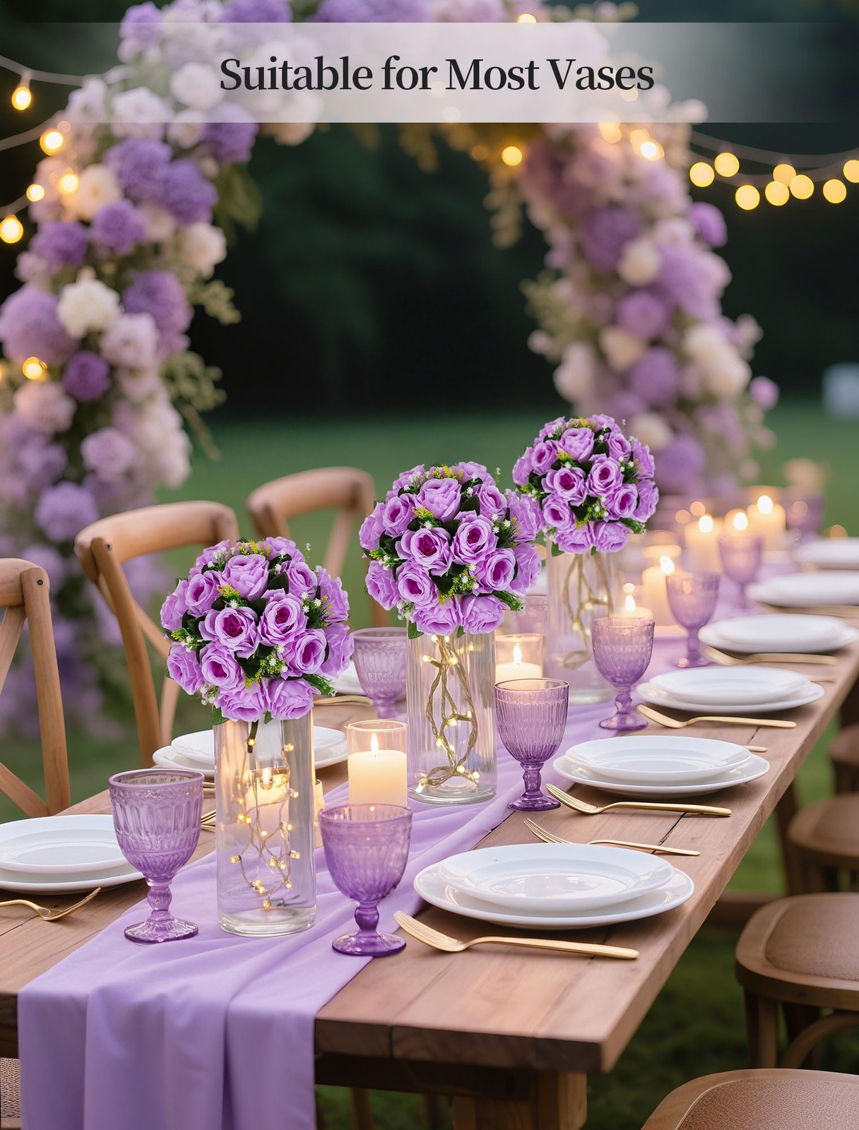 Flower Balls Wedding Rose Centerpieces: 2 Pcs Fake Flowers with Base White Ki…