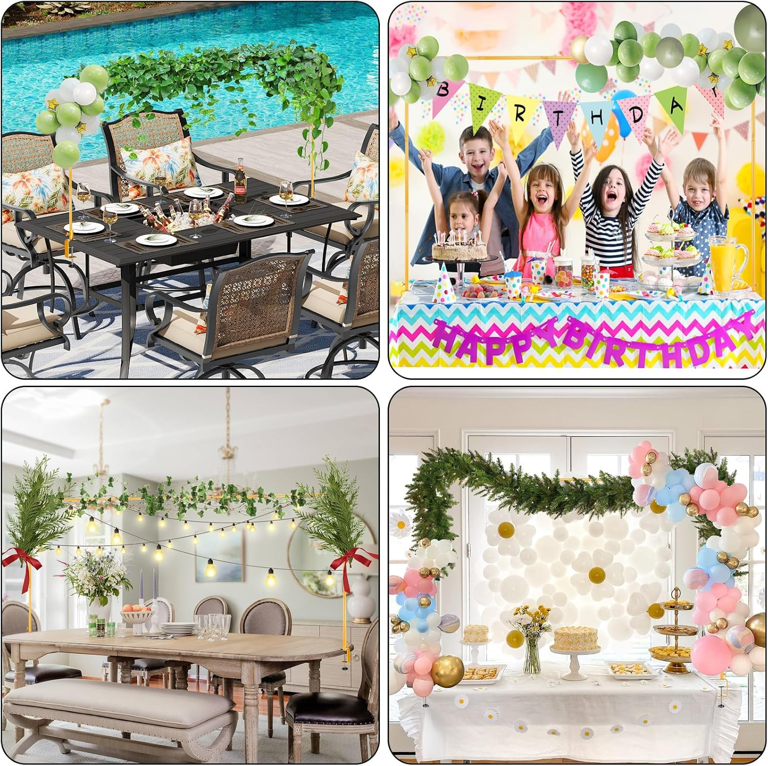 Over the Table Artificial Plants & Greenery Decor Rod Stand with Clamps, Adjusta