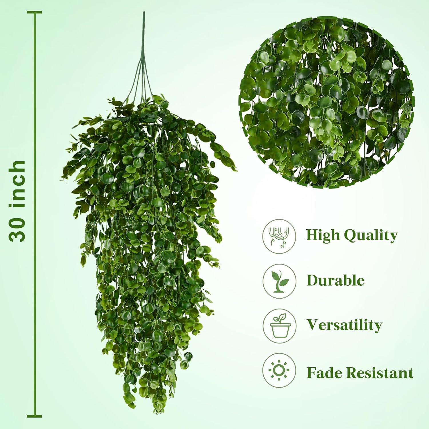 2Pcs Fake Hanging Plants Faux Greenery for Outdoor Planters Wall Plants Hanging