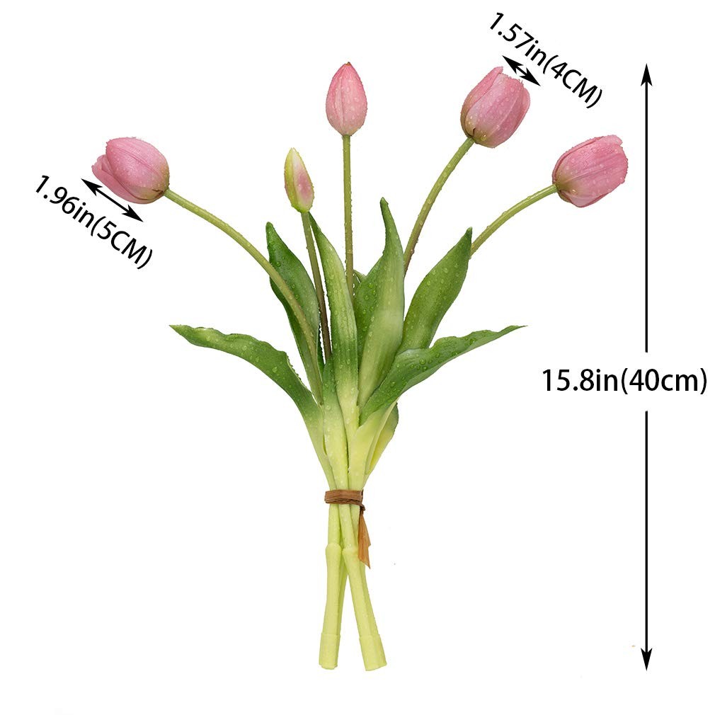 40Pcs Artificial Tulips Flowers, Soft Touch Realistic Latex Tulips Bouquet fo…
