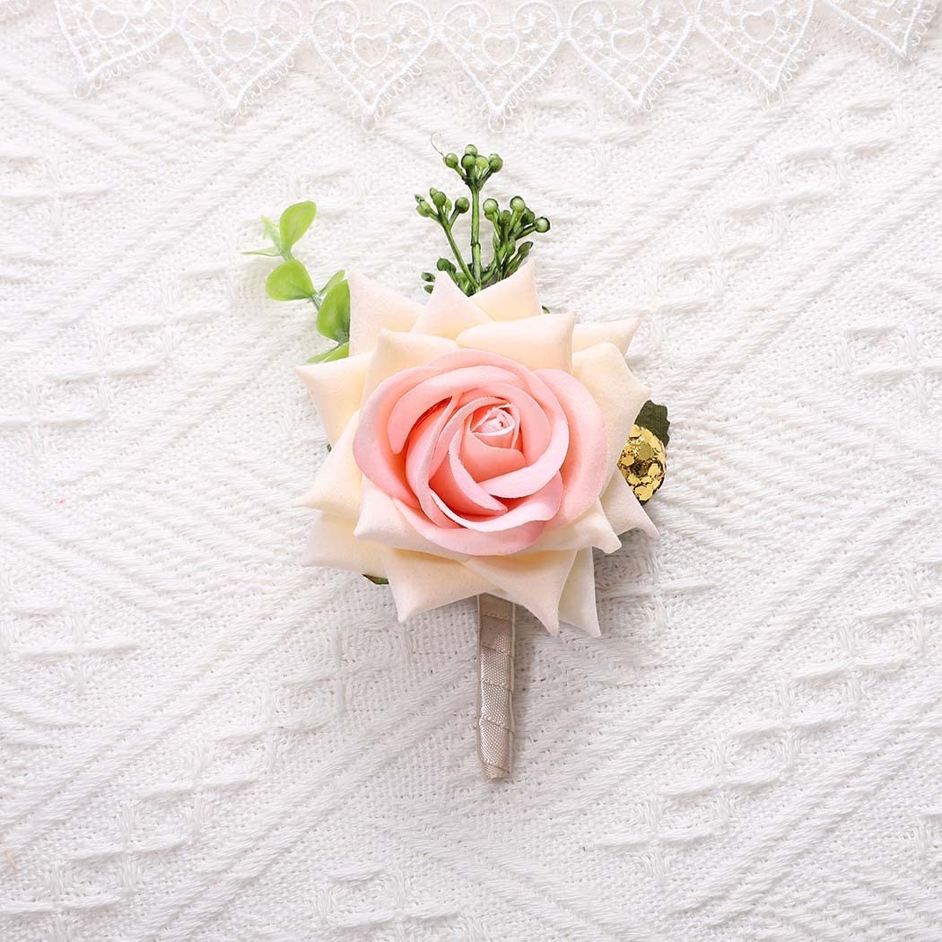 Wedding Boutonniere Groom Flower Buttonholes for Groomsmen Prom Party Suit