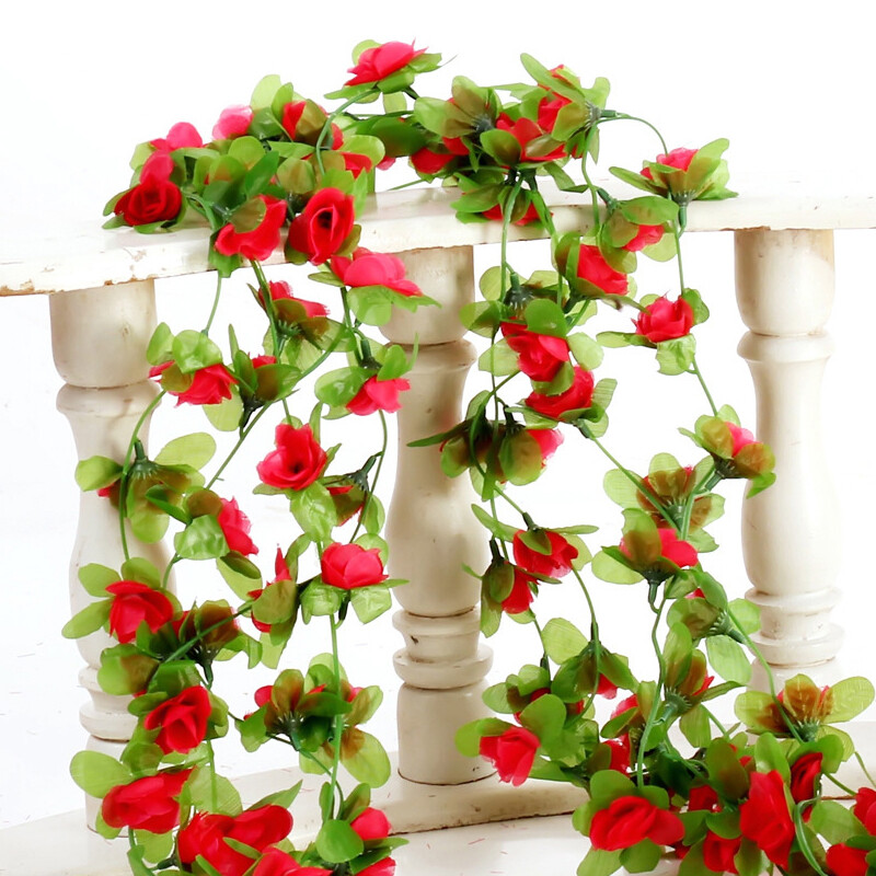 1PCS Silk Rose Artificial Flowers Vine Garland Fake Ivy Arch Hanging Fake Plant