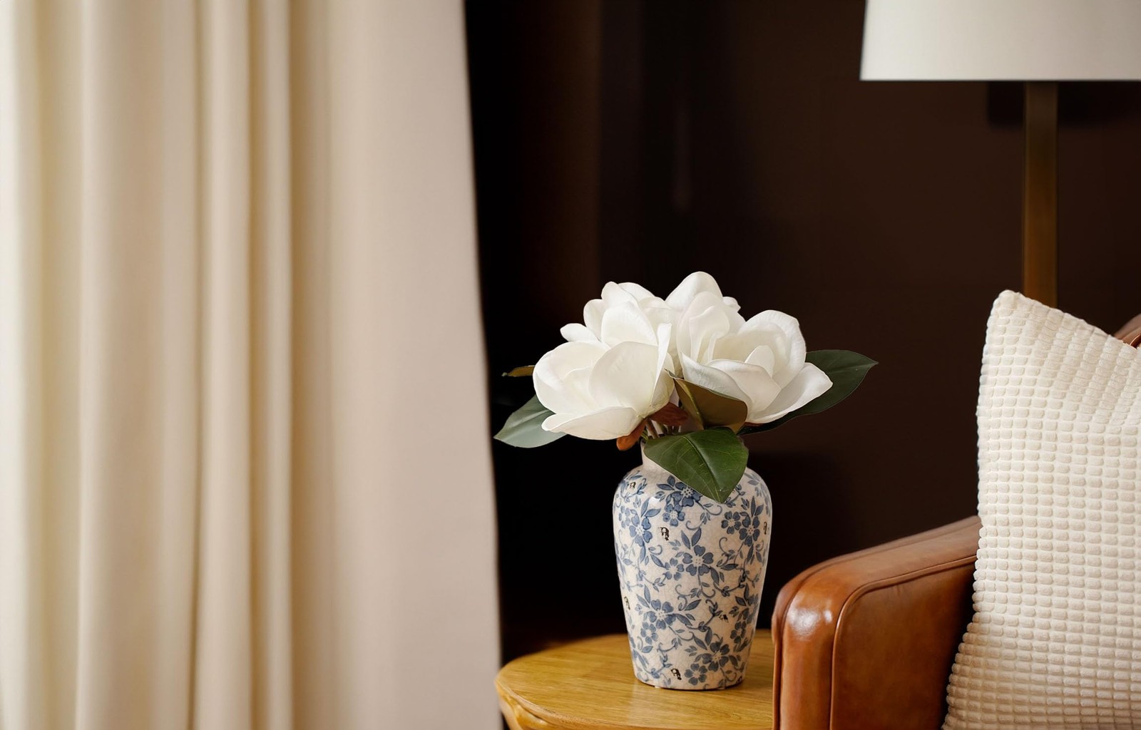 FlorisDecor 3 Stems Real Touch Creamy White Southern Magnolia 3 Stems,