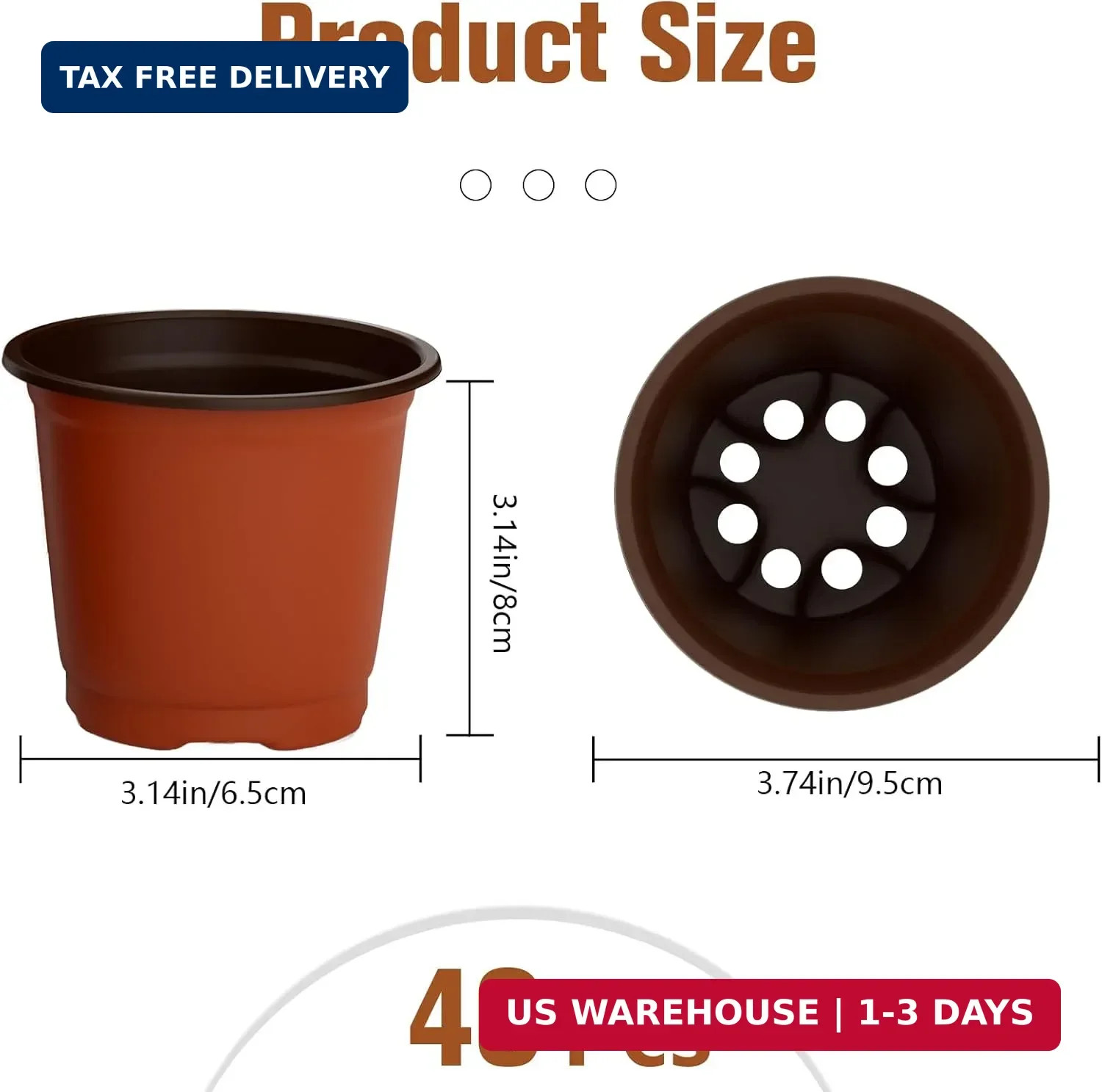 40 PCS Plant Nursery Pots 4 Inch Plant Seedling Pots with Drainage Holes Plastic