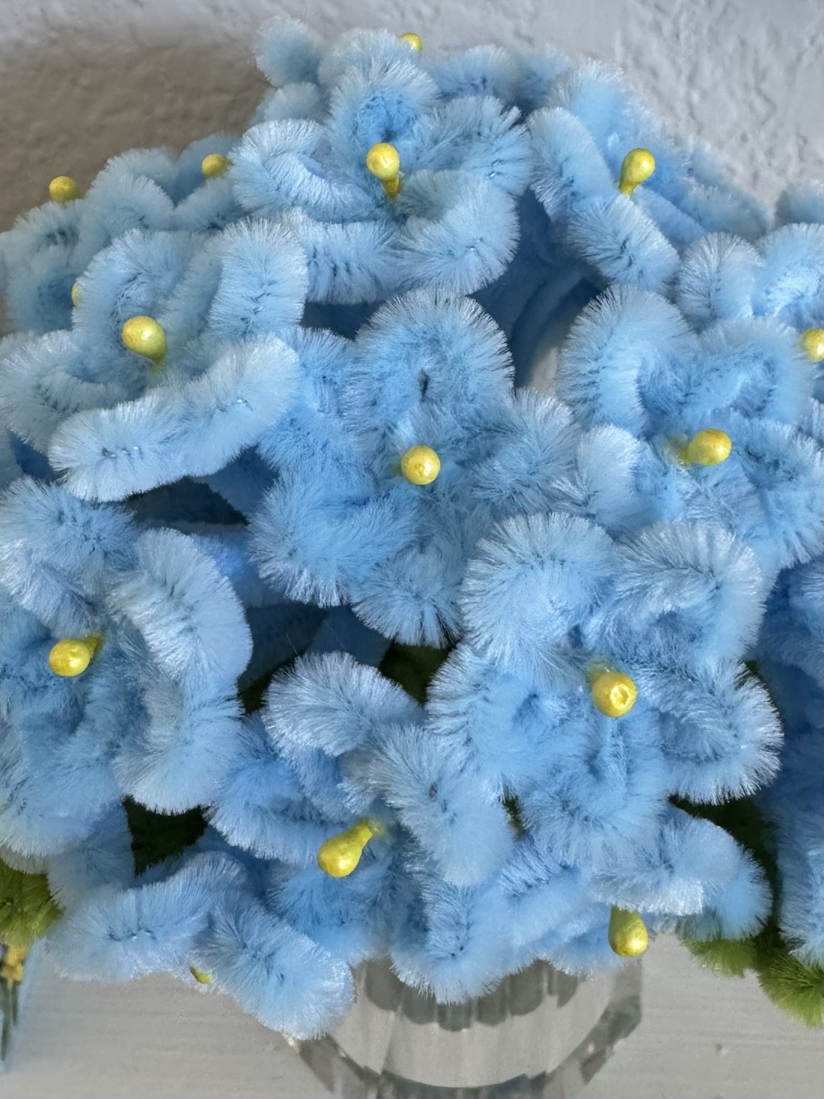 Handmade pipe cleaner flowers; hydrangea