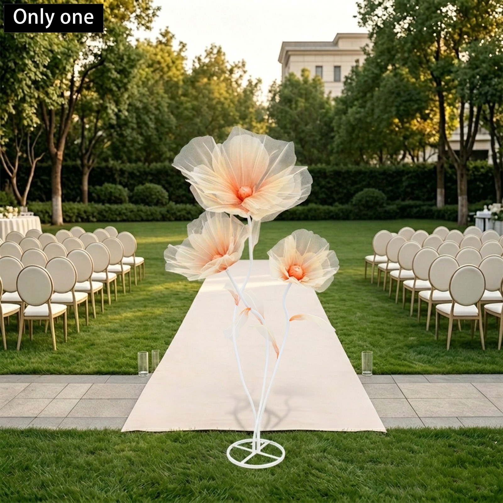 3-Head Giant Artificial Flower Decor,Floor Standing Adjustable Artificial Flower