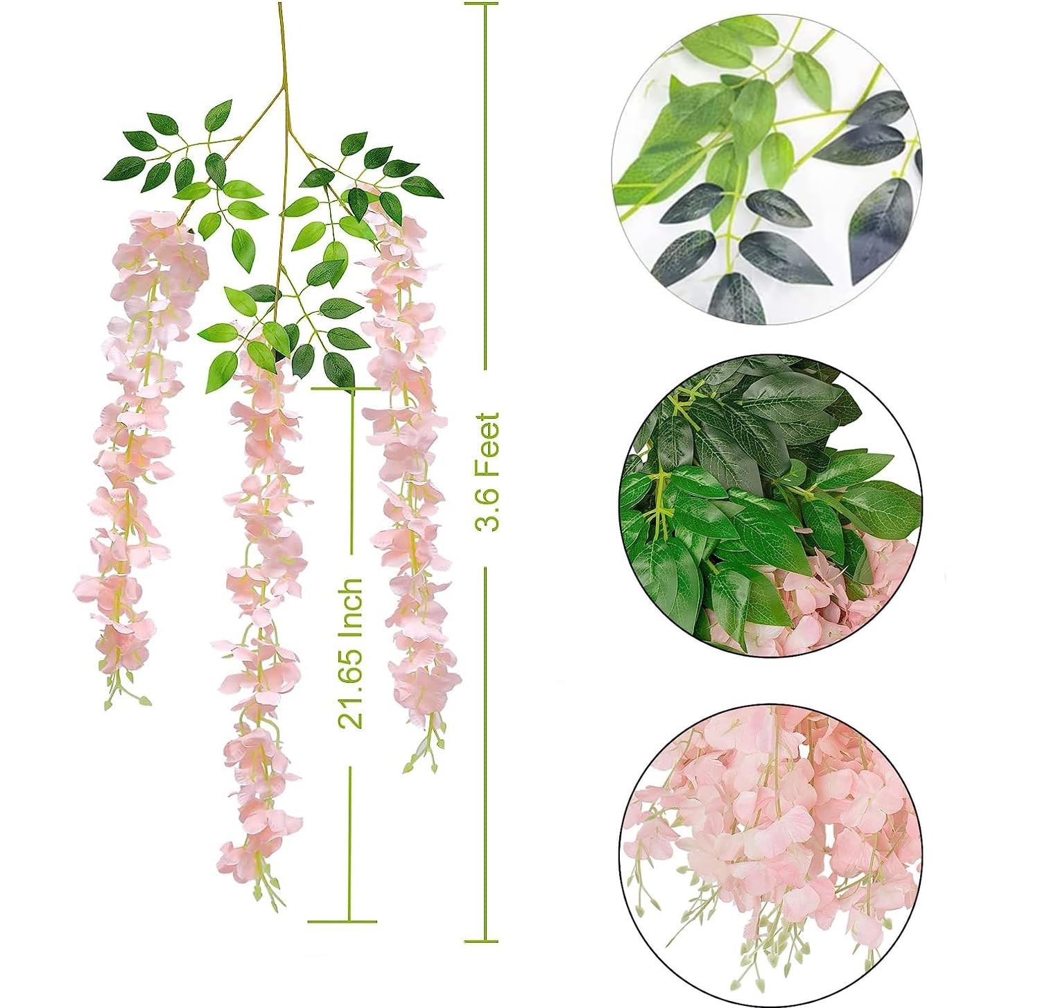 Wisteria Hanging Flowers 12 Pack Artificial Flowers Fake Wisteria Vine Rattan…
