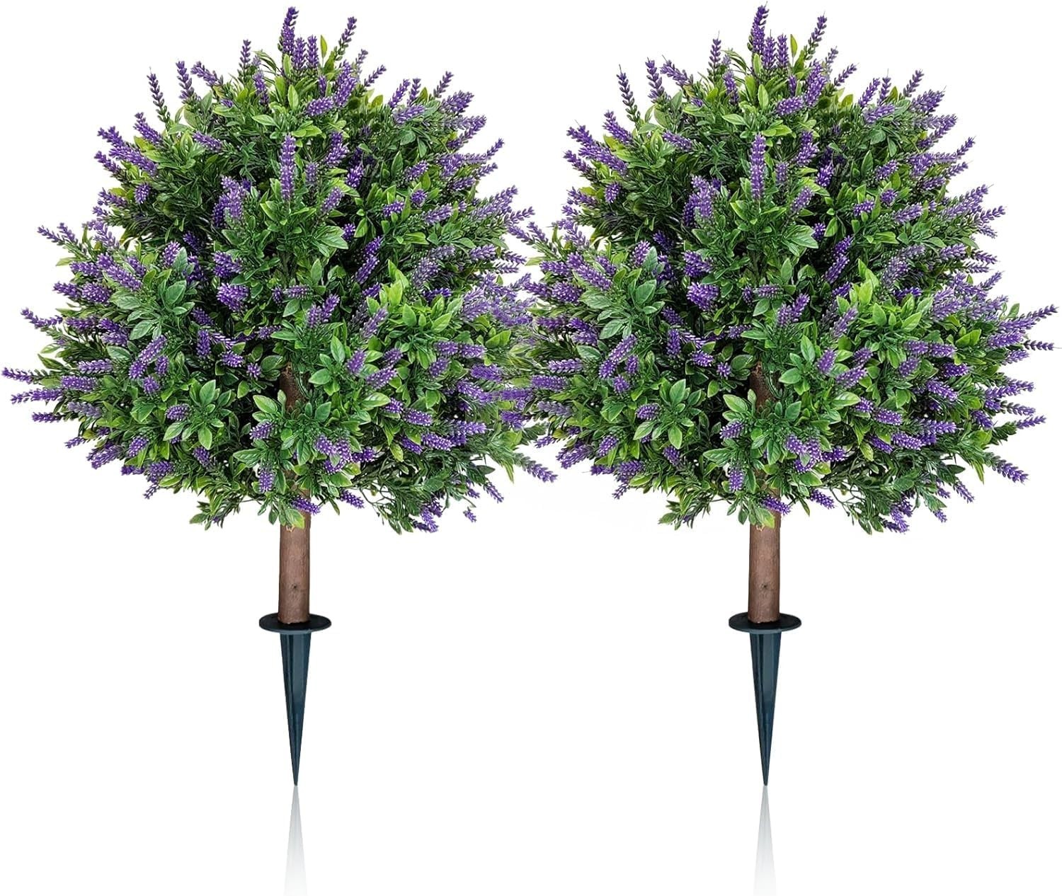 Artificial Lavender Topiary Ball for Outdoors, Set of 2 Boxwood Plant Tree With