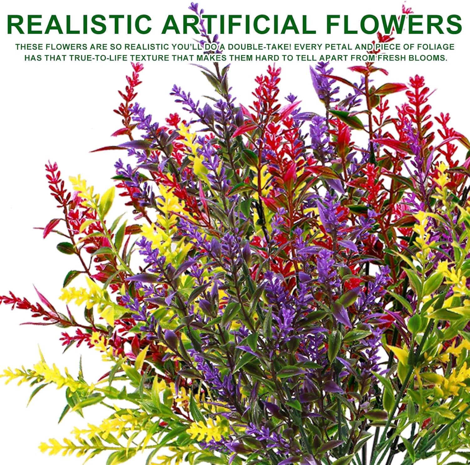 20 Bundles Artificial Flowers for Outdoors UV Resistant No Fade | Fake Lavender