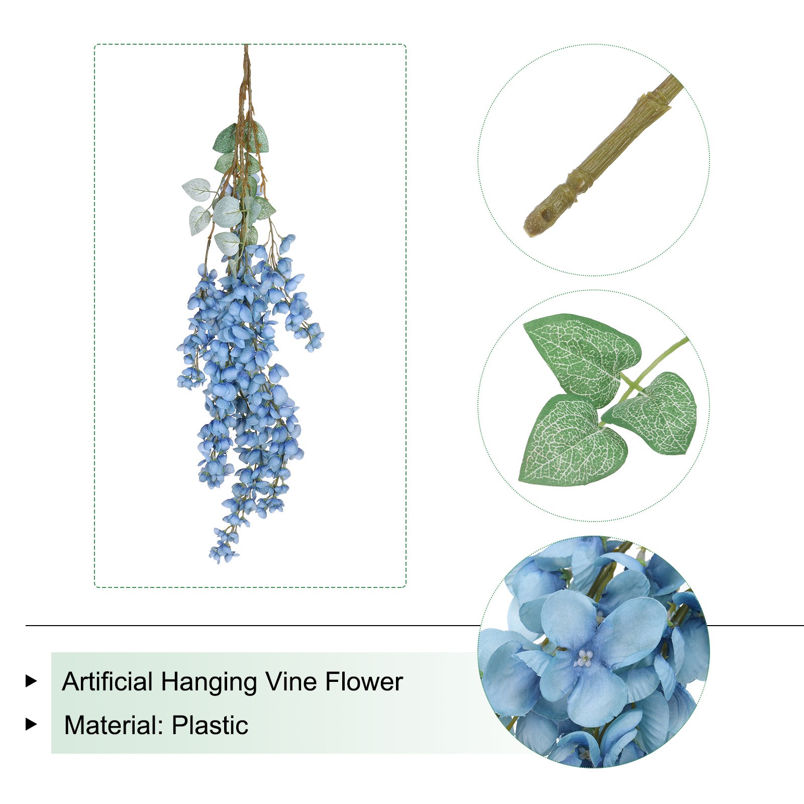Fake Hanging Vine Flower Artificial Silk Flowers 39.4 Inch 4pcs Dark Blue