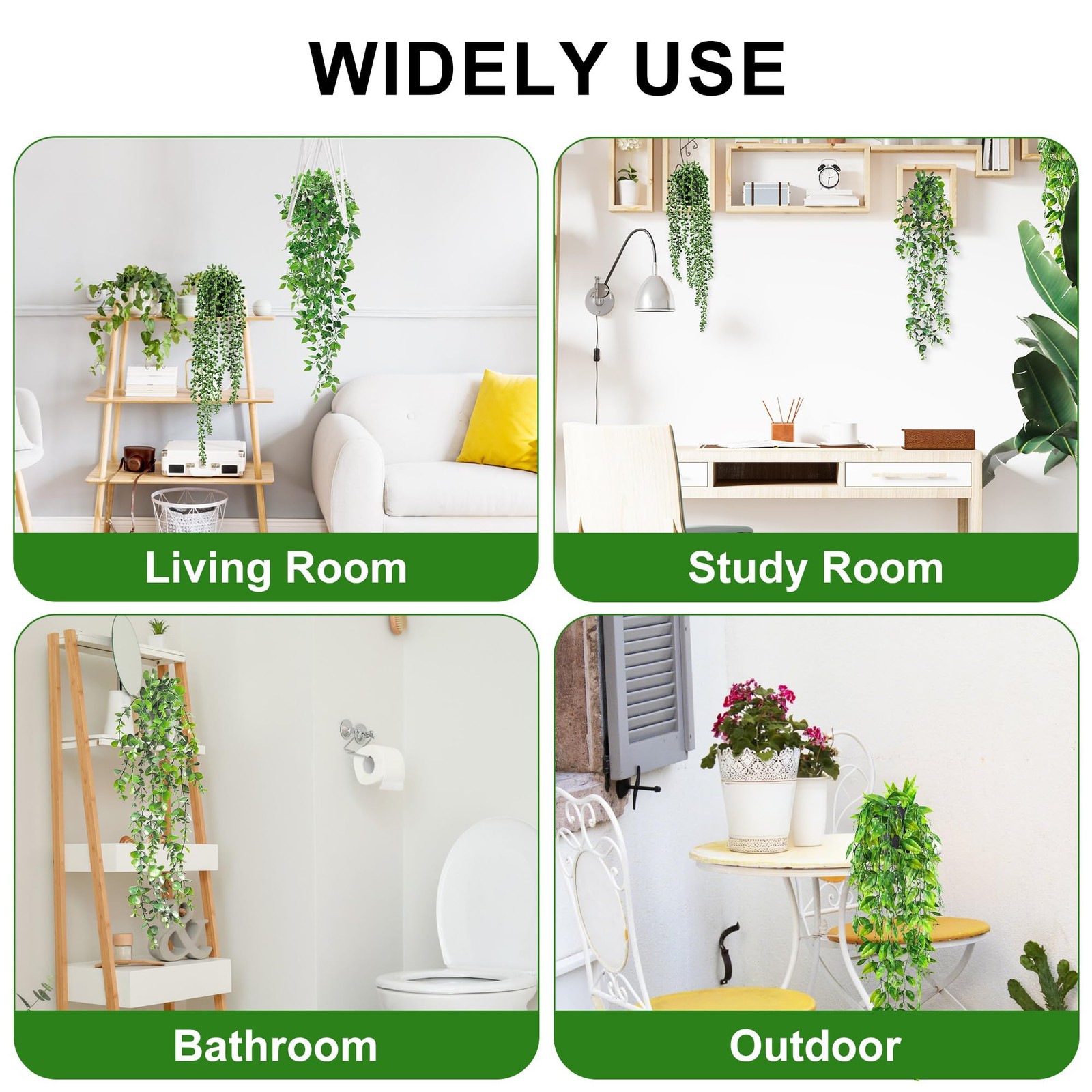 Artificial Hanging Plants Vine, Fake Potted Greenery Faux Eucalyptus, Mandala…