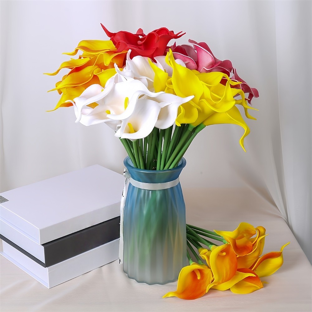 10 Pieces PU Calla Lily Artificial Flowers for Wedding Floral Arrangements