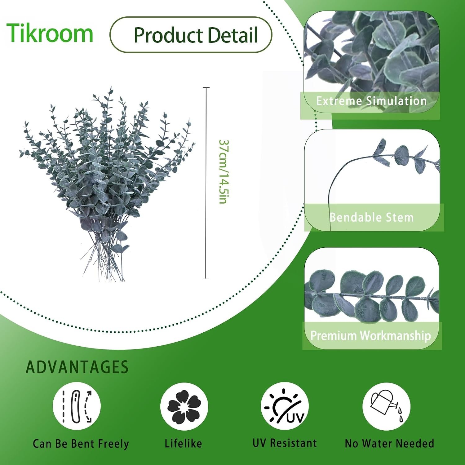 20pcs Artificial Eucalyptus Stems Realistic Fake Greenery Branches with Leave…