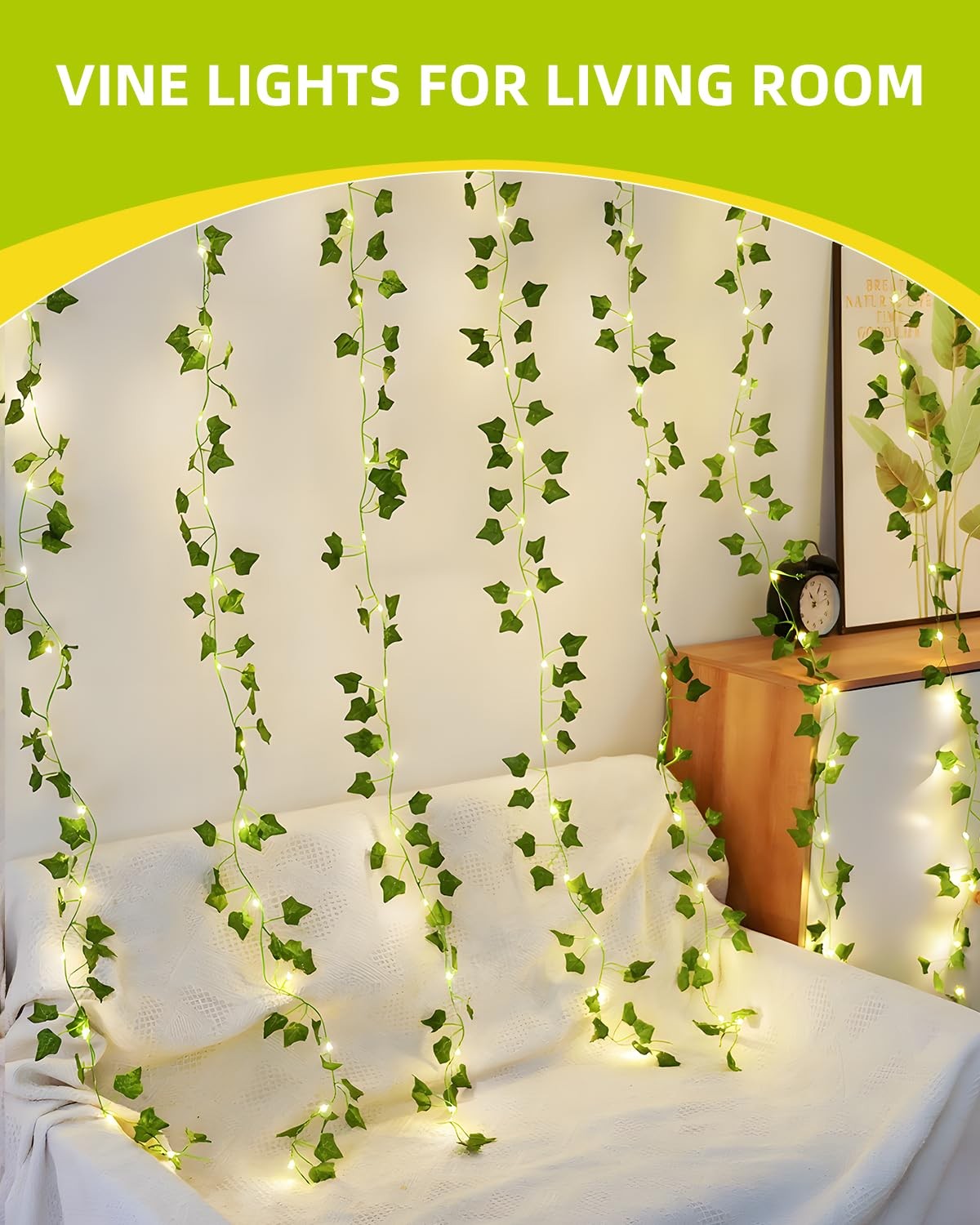 Vines with Fairy Lights for Bedroom – 200 Ivy Curtain Wall Vines for Wedding,…