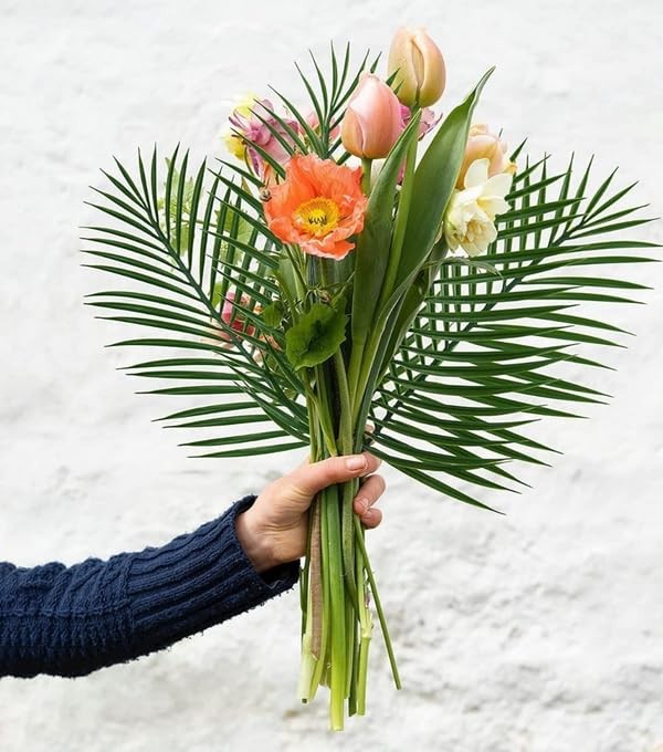 10 Pcs 22in Artificial Palm Leaves Plants with Stem,Faux Palm Fronds Tropical…