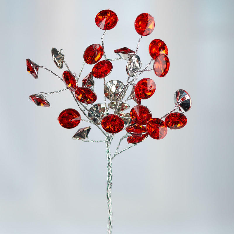 Red Rhinestone Crystal Flower Sprays | 2 Sprays | For Corsages and Accentin