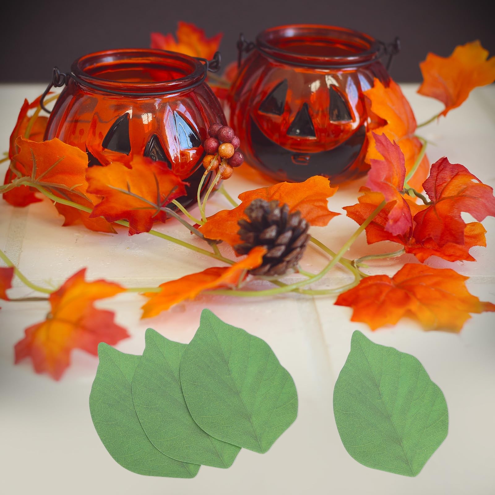 50 Pack Artificial Leaves Fall Leave Cutouts 3.7×2.4 Inch Thanksgiving Decor