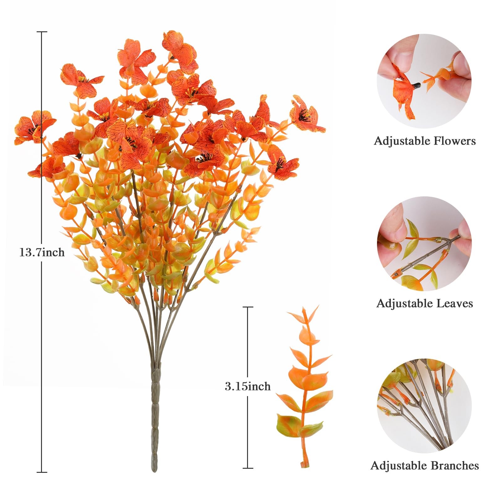 AmyHomie 16 Bundles Orange Artificial Fall Flowers for Outdoors Fall Decor