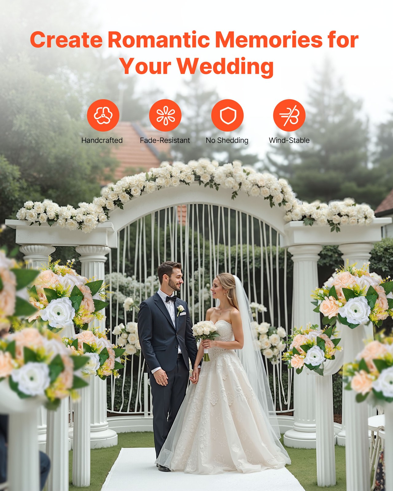 VEVOR Flower Balls Wedding Centerpieces Fake Flower Arrangement Champagne 10PCS