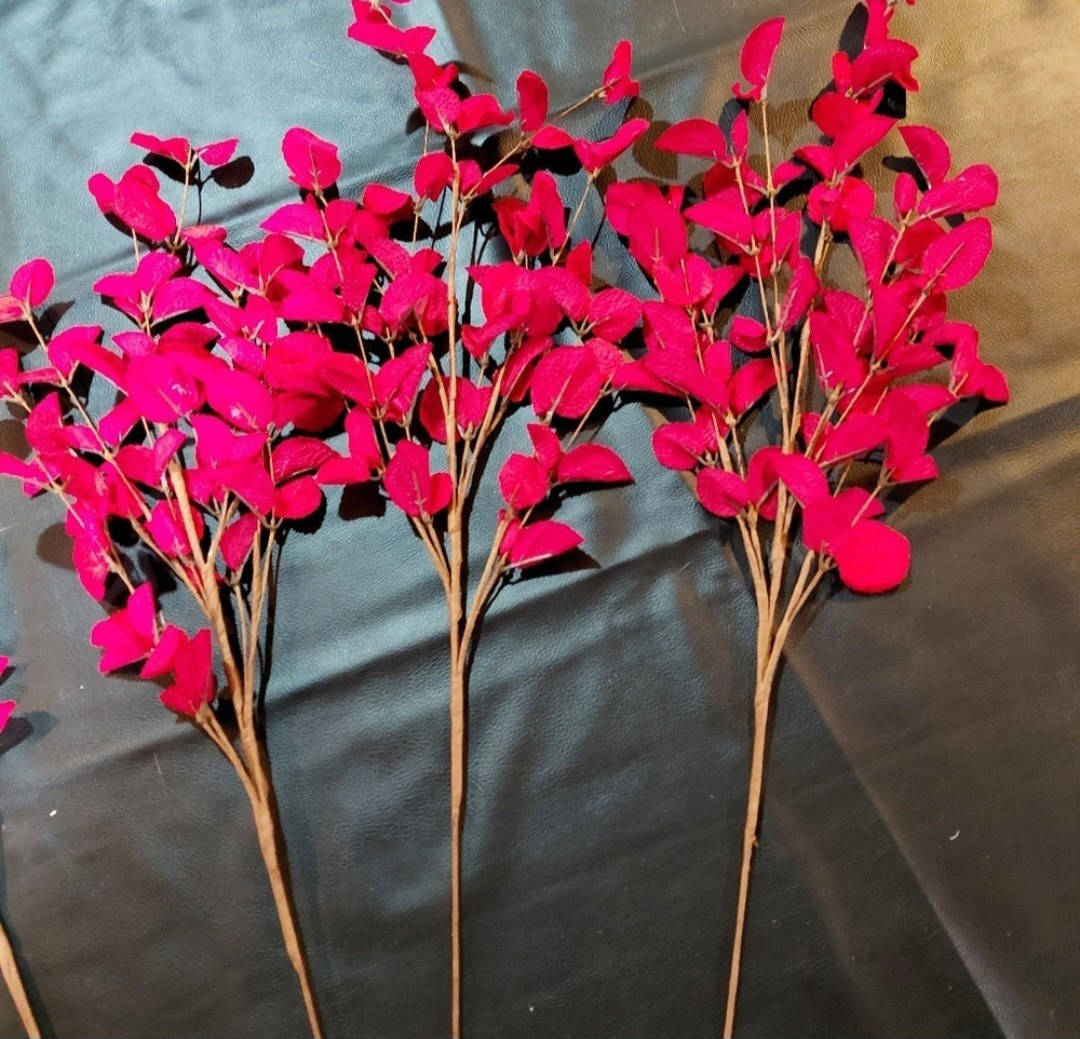 Set of 5 Primrue 26″ Red Faux Eucalyptus Stems – Moody Boho Decor