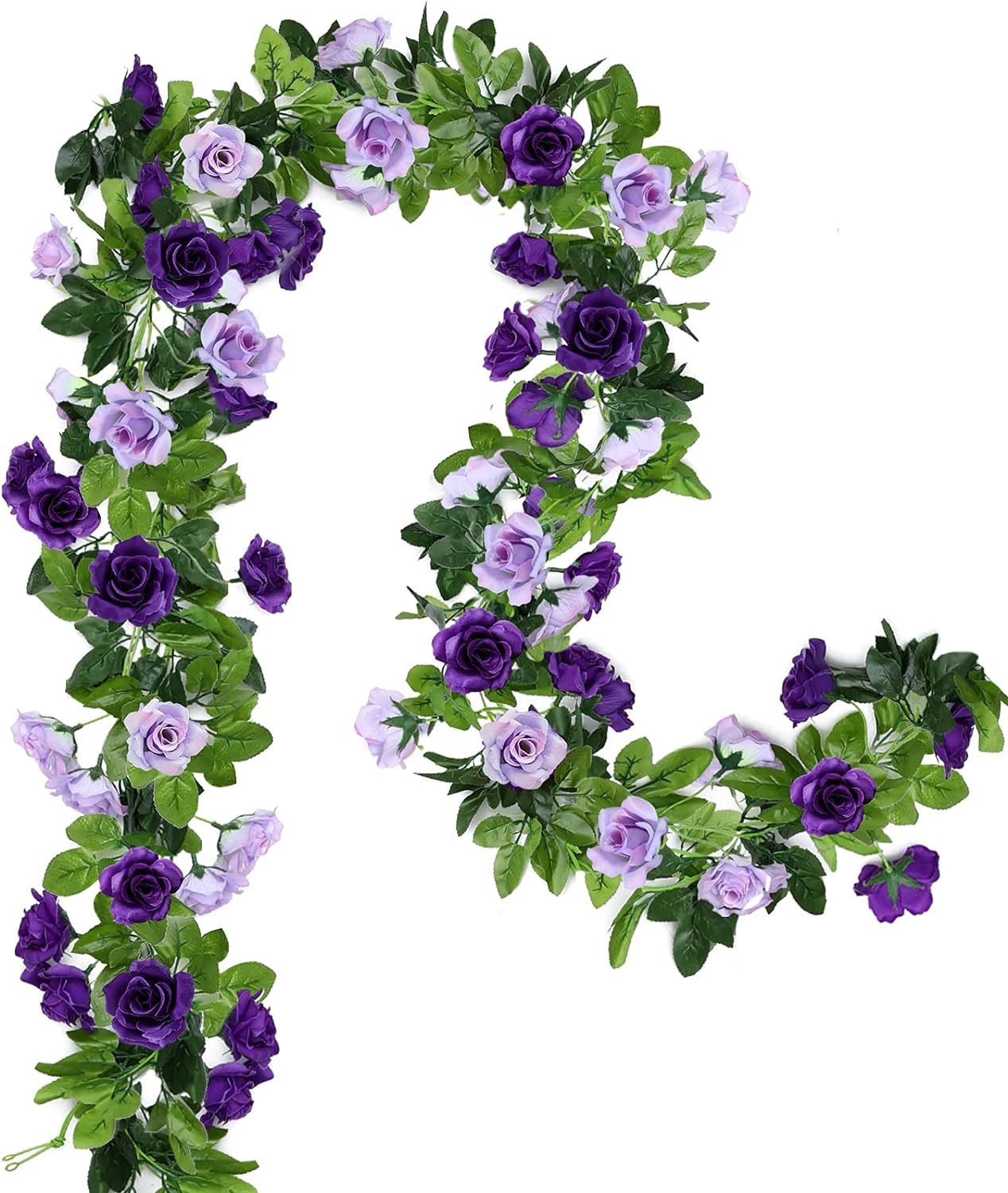 2 Pack Artificial Flower Garlands 15.8FT Fake Rose Vines Silk Flowers Hanging Ro