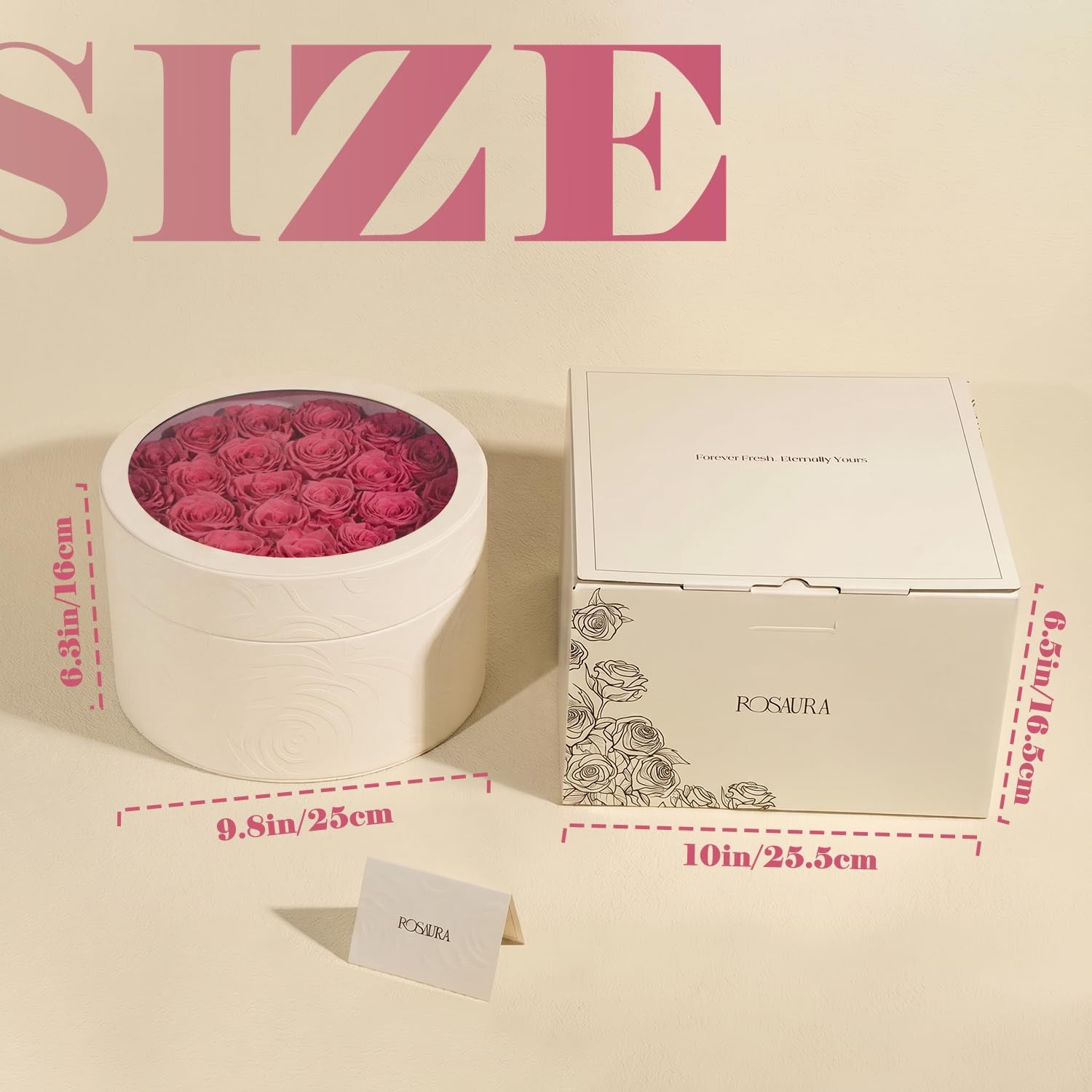 Preserved Roses in Box Forever Flowers Gift Pink White Round Box Preserved
